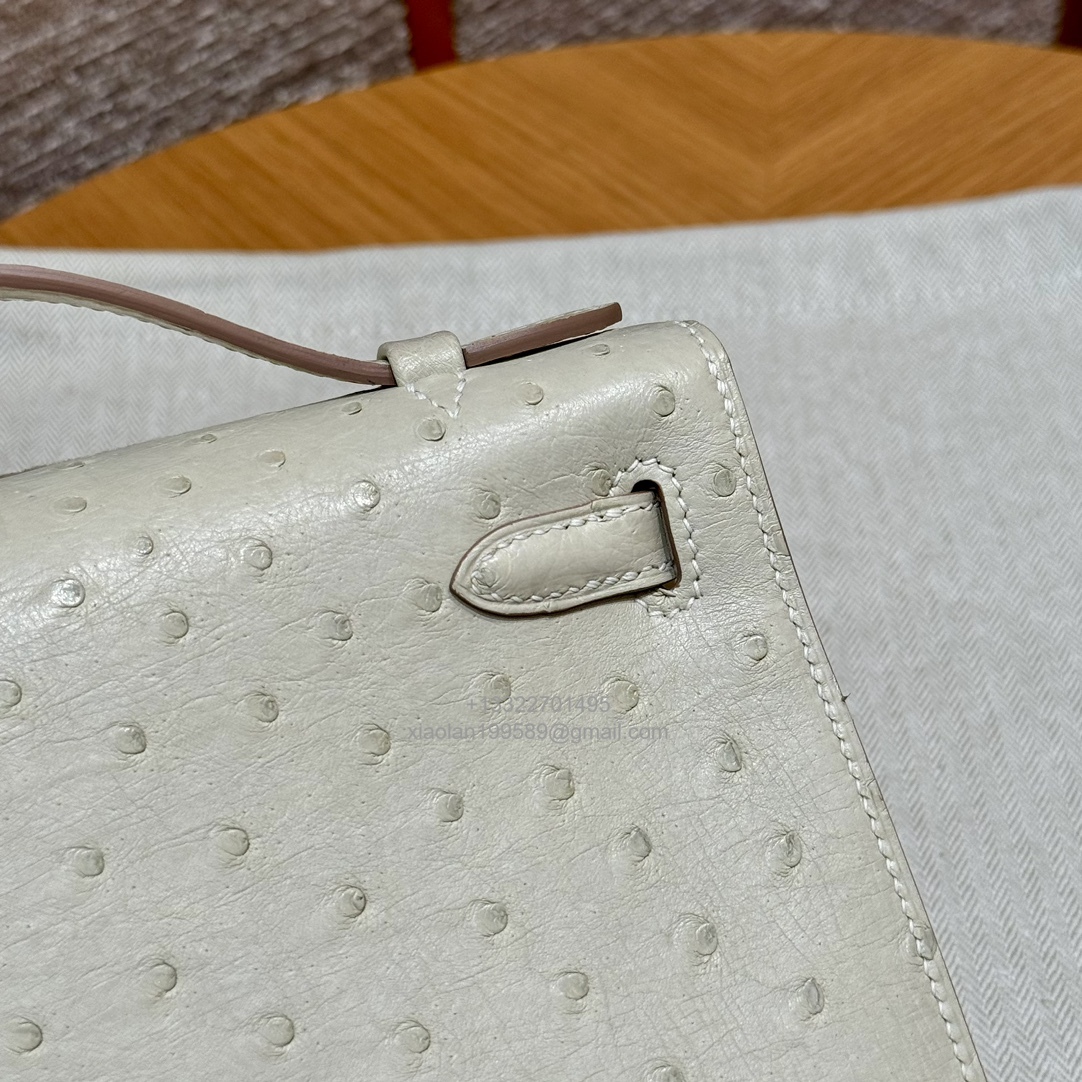 Hermès Kelly Pochette Clutch Bag, South African KK ostrich leather, fully handmade haute couture – i2/Nata