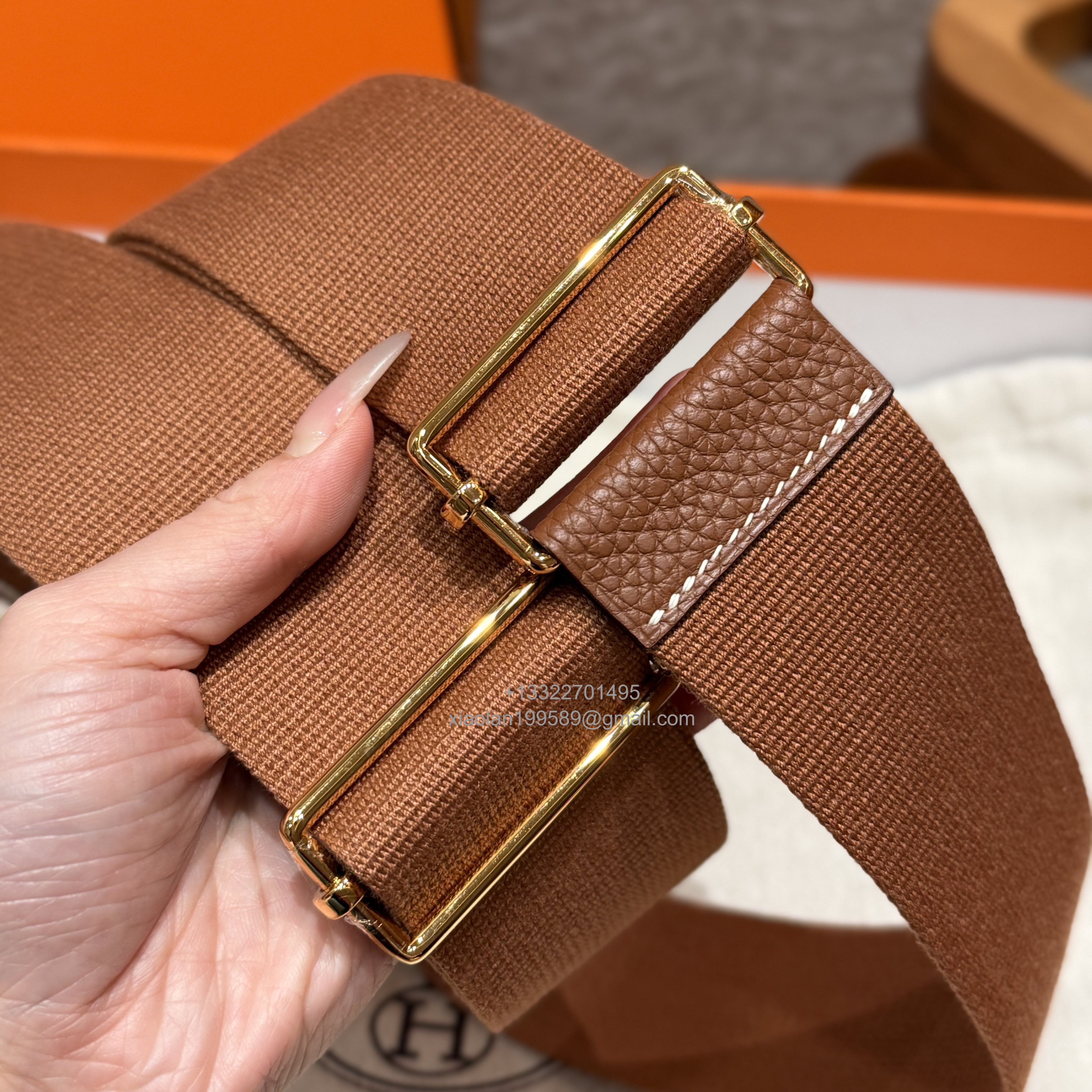 Hermès Evelyne Bag in Clemence Leather, Premium Handcrafted Customization – Gold Brown.