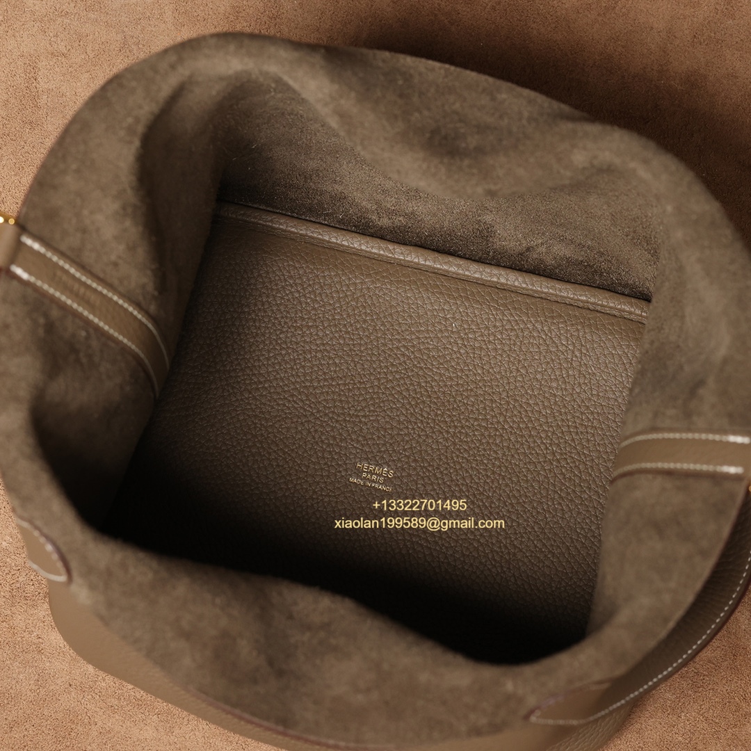 Hermès Picotin 18/22 in Clemence Leather, Hand-stitched with Beeswax Thread, High-end Customization - Elephant Gray.