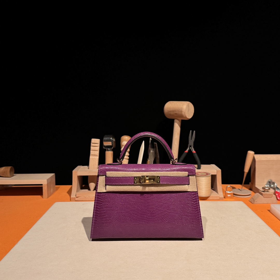 Hermès Mini Kelly II, lizard leather, all handmade ‼️ Anemone Purple