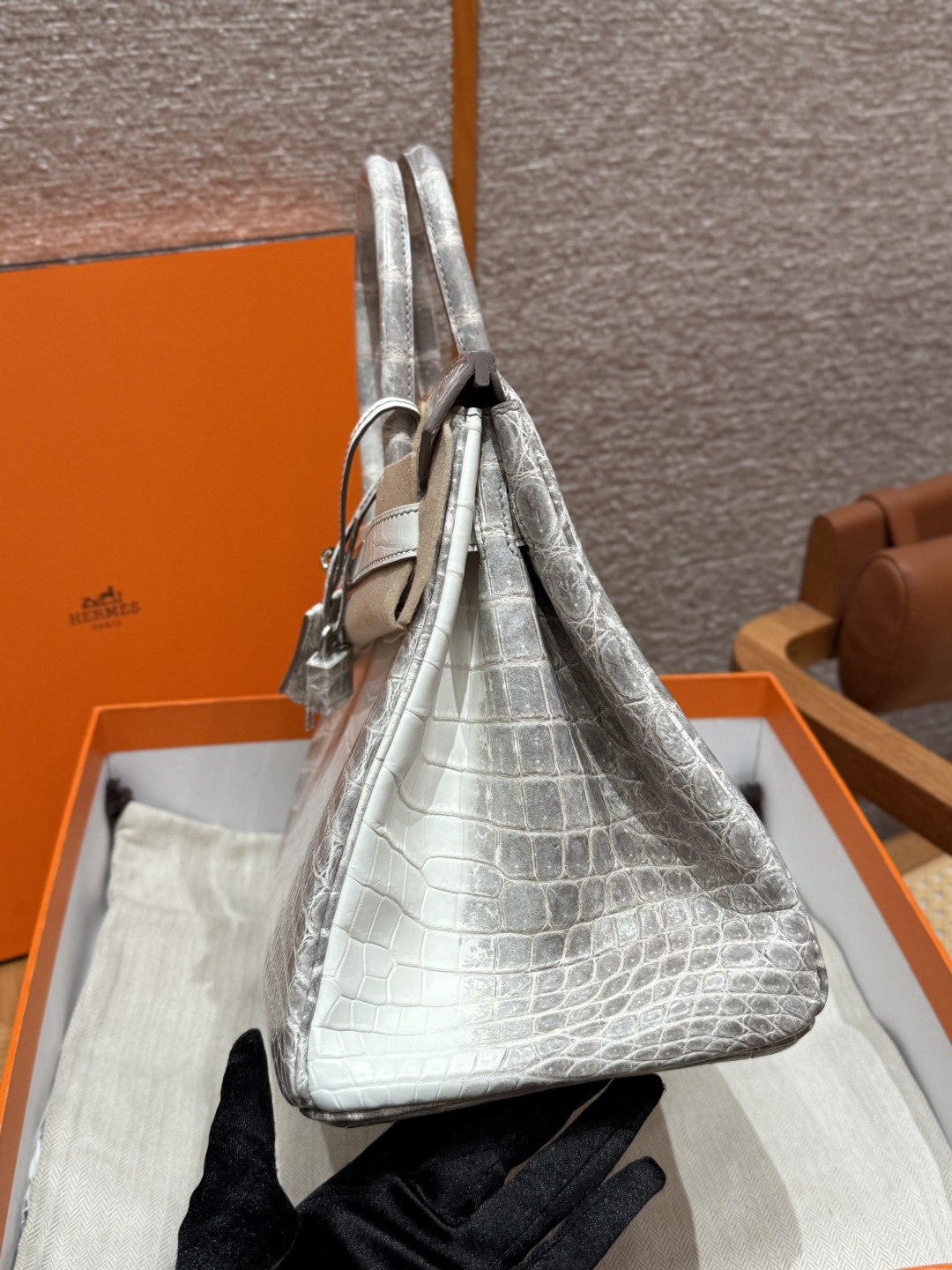 Hermès Signature Treasure — Himalaya Crocodile Birkin 25/30/35cm, Premium Hand-Stitched Private Customization.