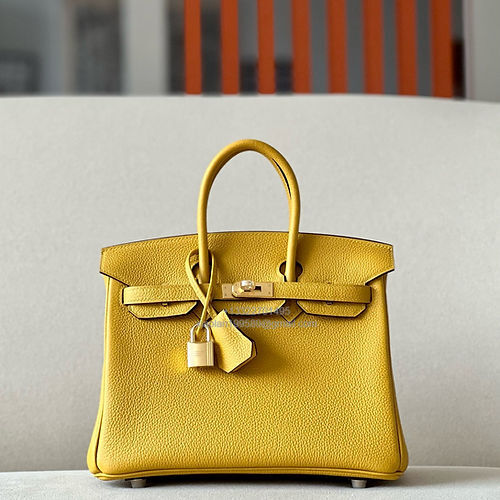 Hermès Birkin 25/30/35cm, handcrafted with togo  leather –Amber Yellow