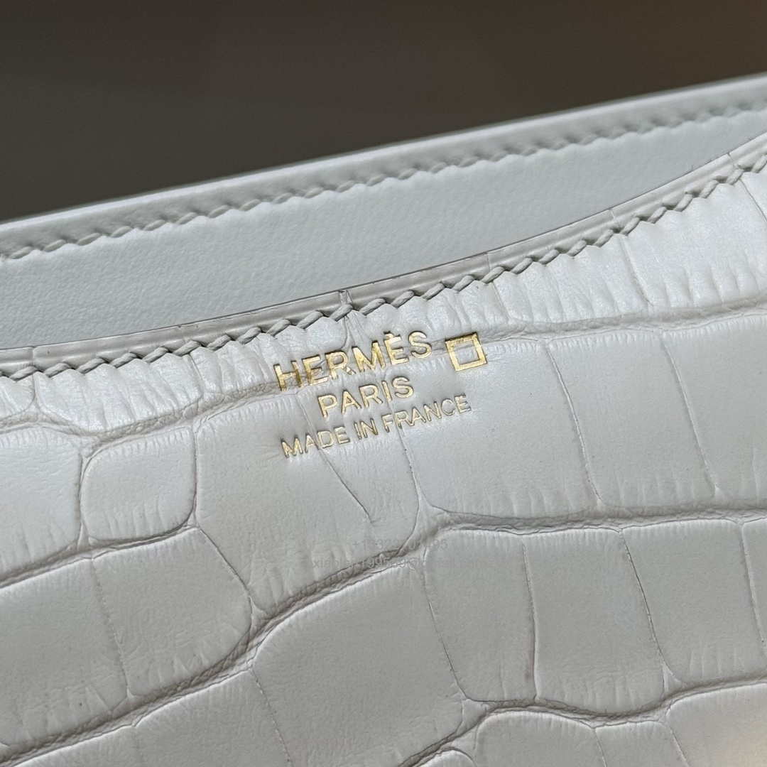 Hermès Constance 18/24cm in Crocodile Leather, Premium Handmade Customization-Concrete Grey