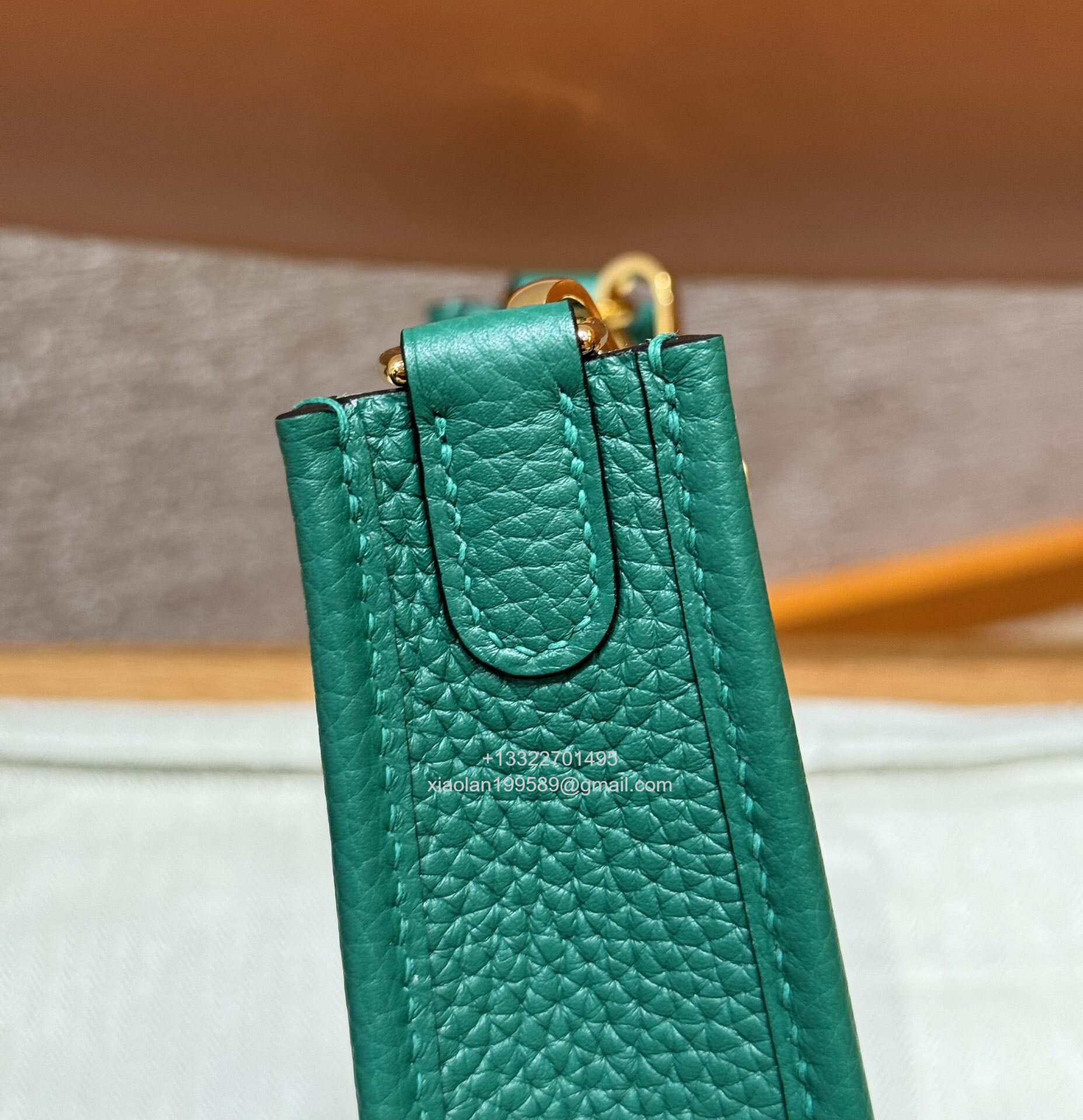 Hermès Evelyne mini Bag in Clemence Leather, Premium Handcrafted Customization-Vert vertigo