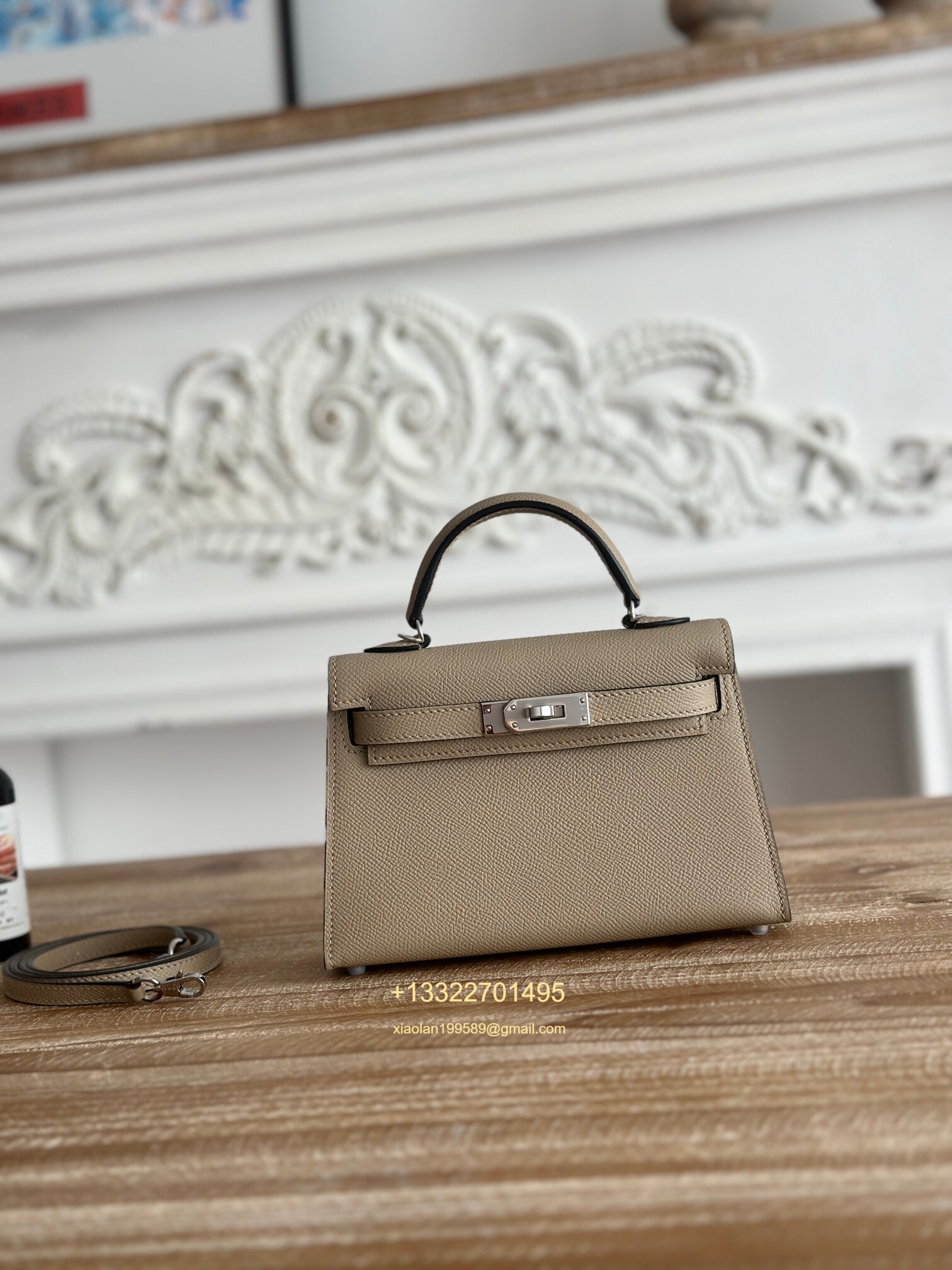 Hermès Epsom Leather Mini Kelly II in Asphalt Gray Purely Handcrafted with Waxed Thread Stitching, High-End Customization