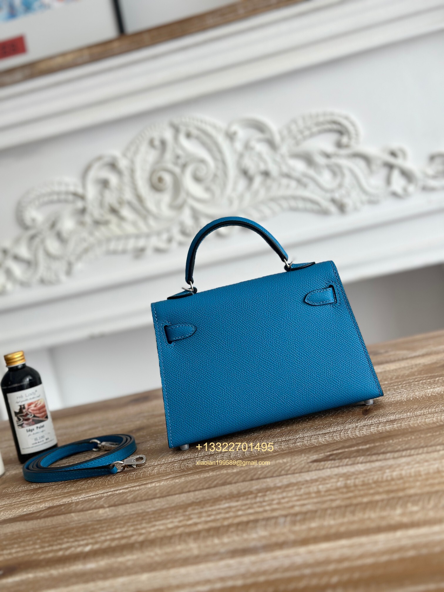 Hermès Epsom Leather Mini Kelly II in Tanzanian Blue Purely Handcrafted with Waxed Thread Stitching, High-End Customization