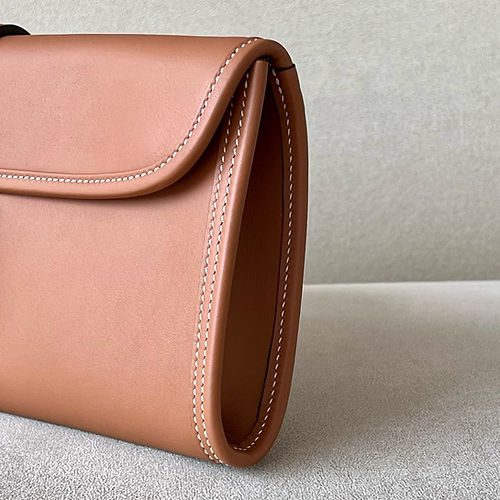 Hermes Jige Elan Clutch 29 in Gold Brown Swift Leather