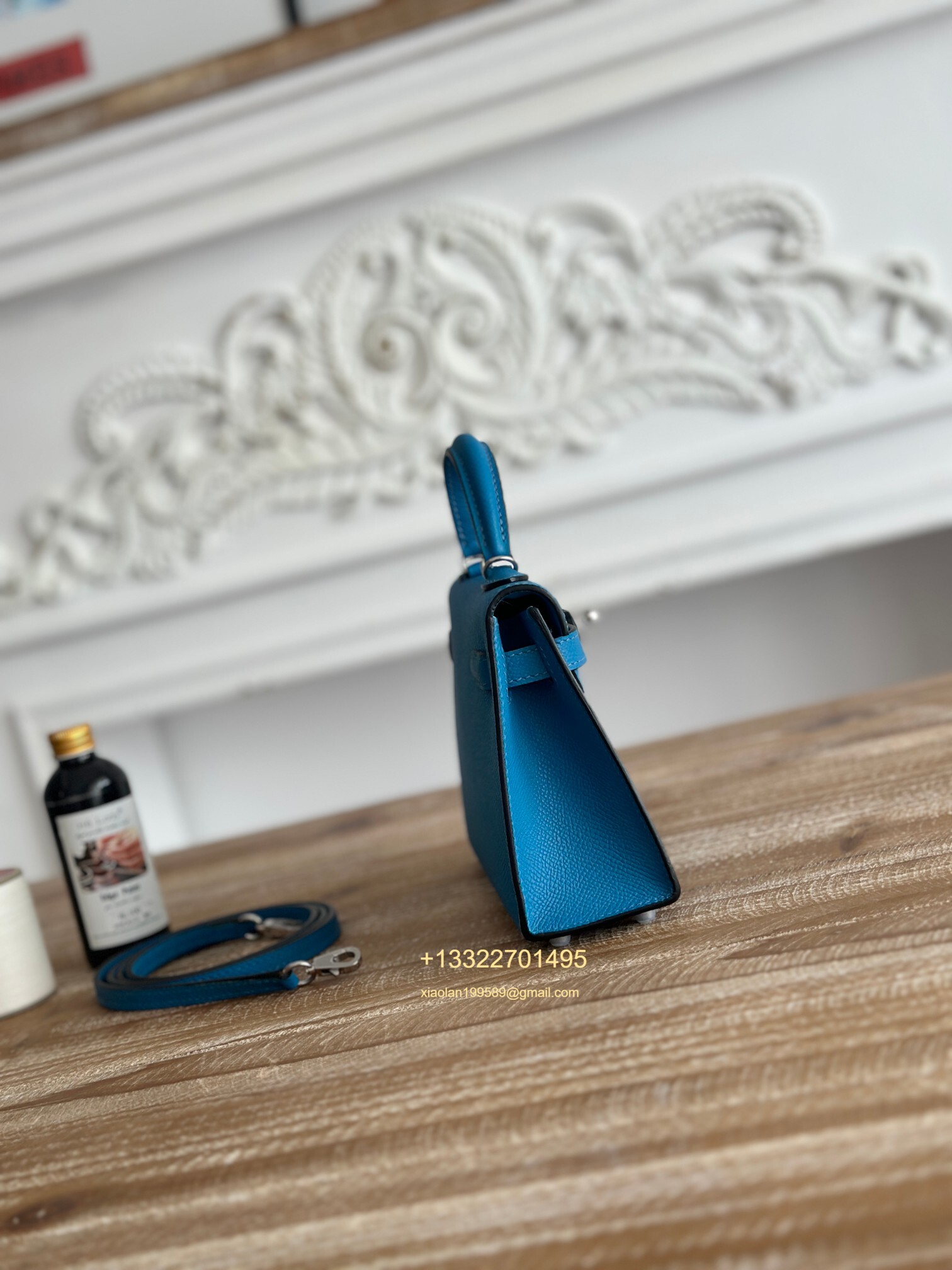 Hermès Epsom Leather Mini Kelly II in Tanzanian Blue Purely Handcrafted with Waxed Thread Stitching, High-End Customization