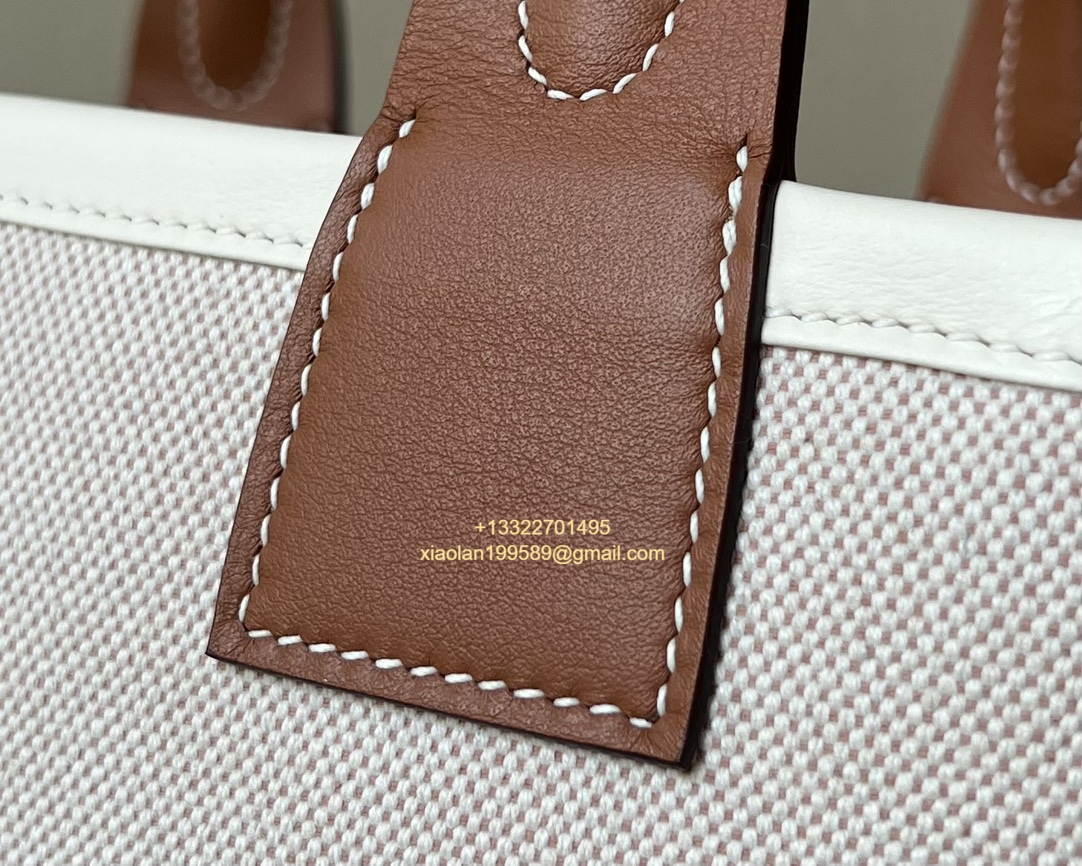 Hermès Steeple 25 Bag in H Canvas and Swift Calfskin – Cement Gray / CK37 Gold Brown.