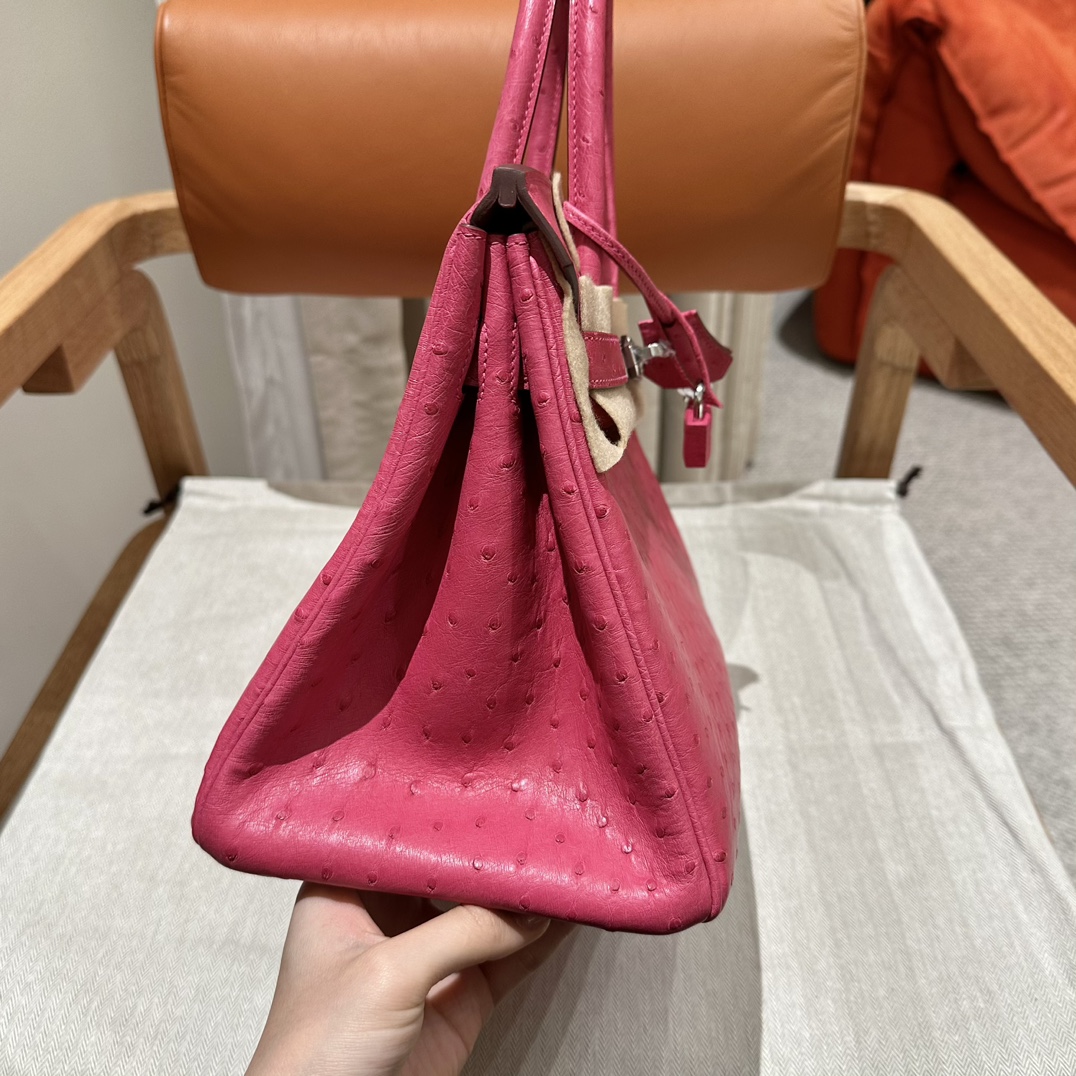 Birkin 25/30/35cm South African KK Ostrich Leather, Premium Fully Handcrafted Exclusive Custom –5J/Fuschia