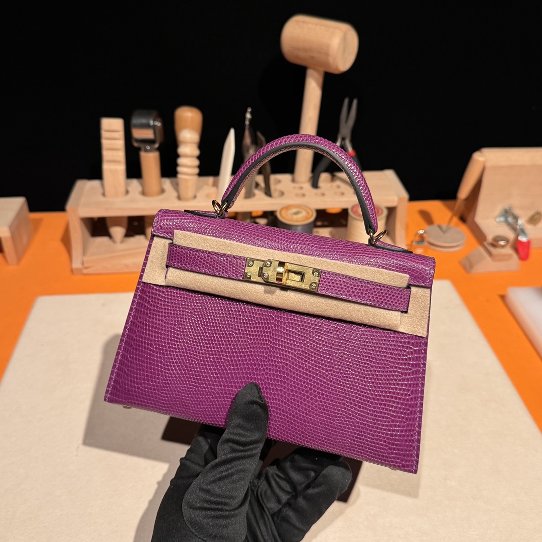 Hermès Mini Kelly II, lizard leather, all handmade ‼️ Anemone Purple