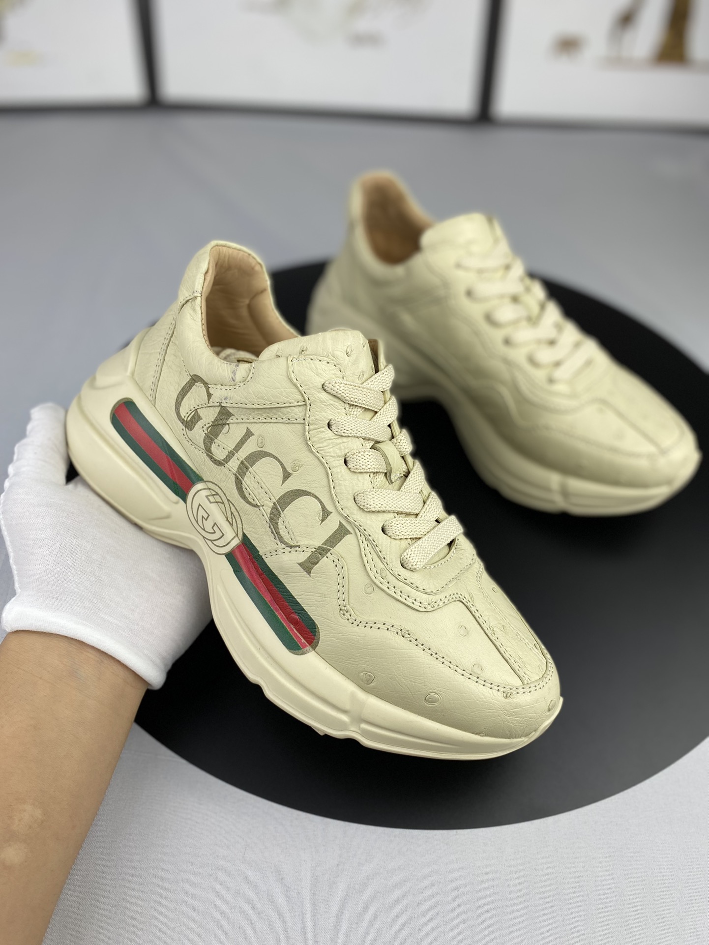 Handcrafted Luxury Private Customization High-Quality Ostrich Leather Sneakers