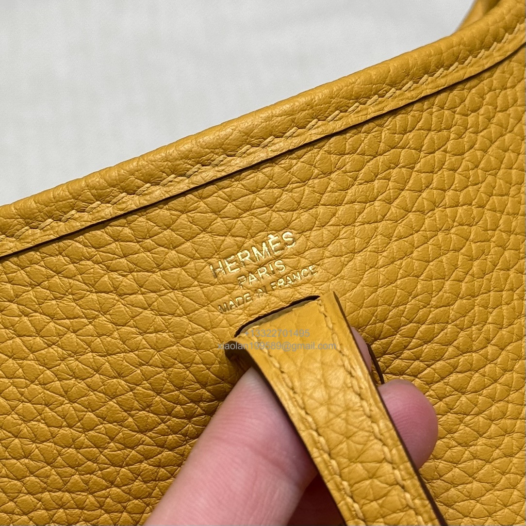 Hermès Evelyne mini Bag in Clemence Leather, Premium Handcrafted Customization-Jaune amber