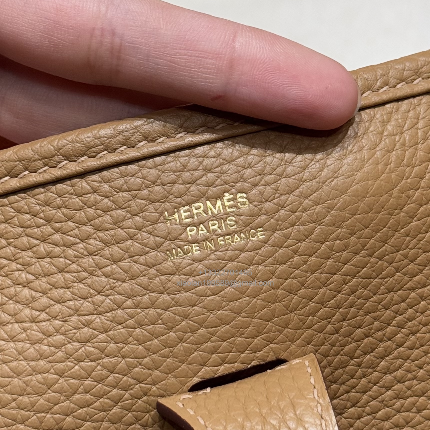 Hermès Evelyne Bag in Clemence Leather, Premium Handcrafted Customization – Biscuit.