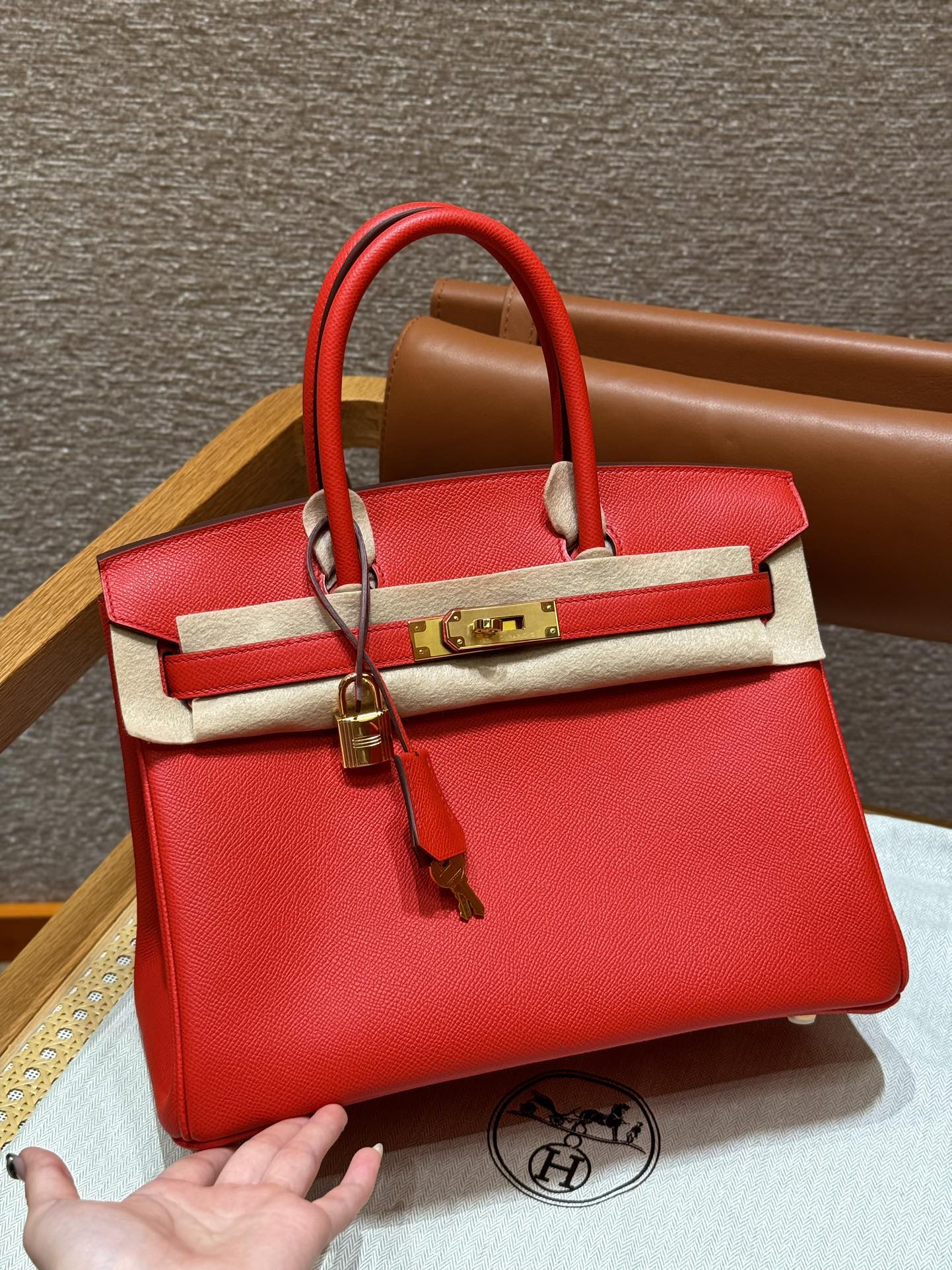 Hermès Birkin 25/30/35cm, handcrafted with imported French Epsom leather – S3/Rouge Coeur