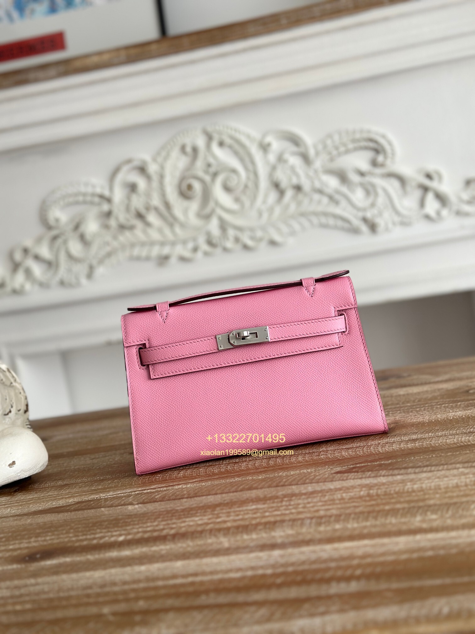 Hermès Mini Pochette Kelly in Cherry Blossom Pink Made from the most classic Epsom Leather, Imported Purely Handcrafted with Waxed Thread Stitching, High-End Customization