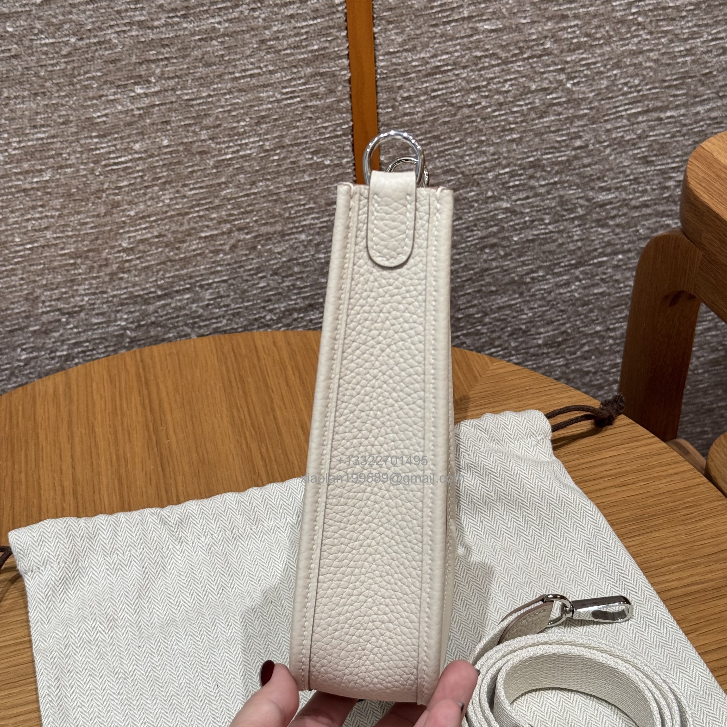 Hermès Evelyne mini Bag in Clemence Leather, Premium Handcrafted Customization-craie