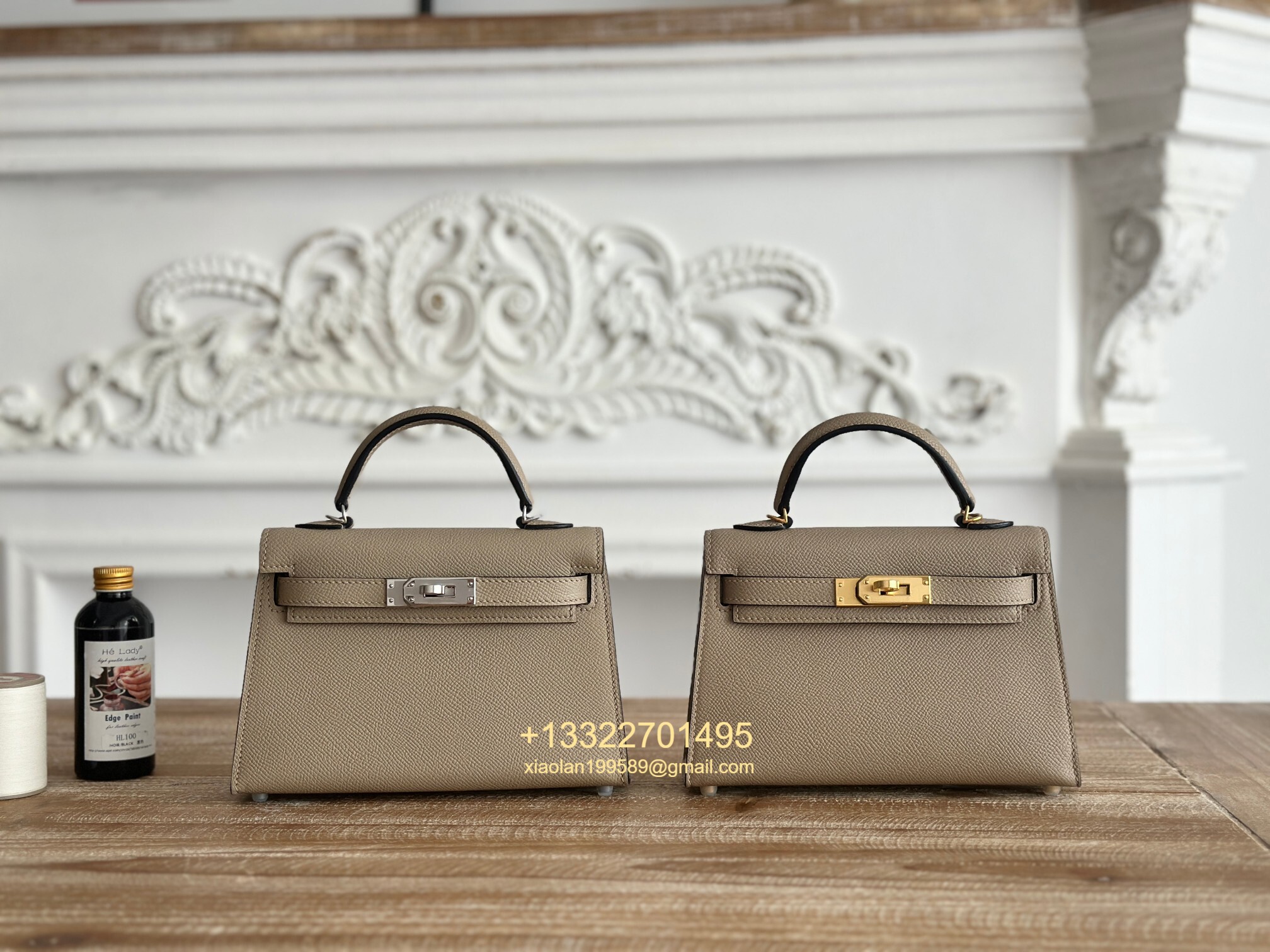 Hermès Epsom Leather Mini Kelly II in Asphalt Gray Purely Handcrafted with Waxed Thread Stitching, High-End Customization