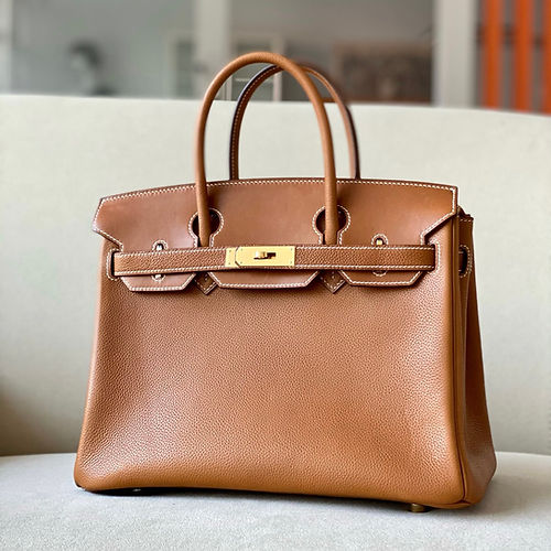 Hermès Birkin 25/30/35cm in Fjord Saddle Leather / Togo Leather / Canvas Color:  Gold