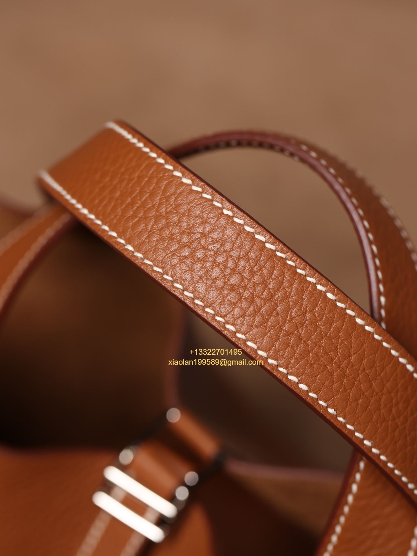 Hermès Picotin 18/22 in Clemence Leather, Hand-stitched with Beeswax Thread, High-end Customization - Gold Brown.
