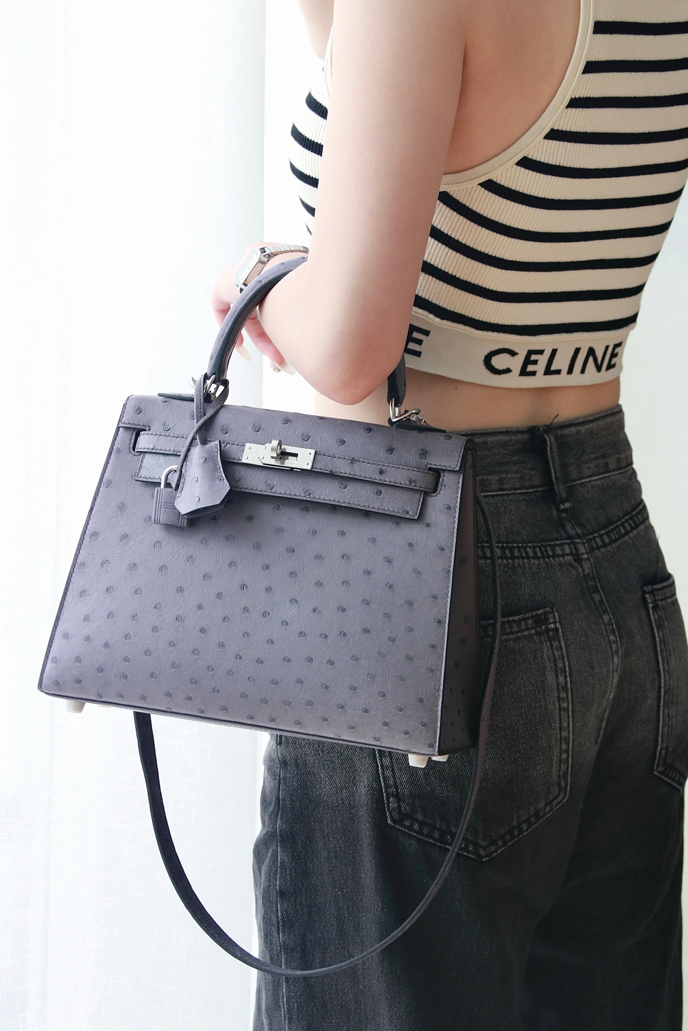 Kelly 25/28/32cm South African KK Ostrich Leather, Premium Fully Handcrafted Exclusive Custom –Chai