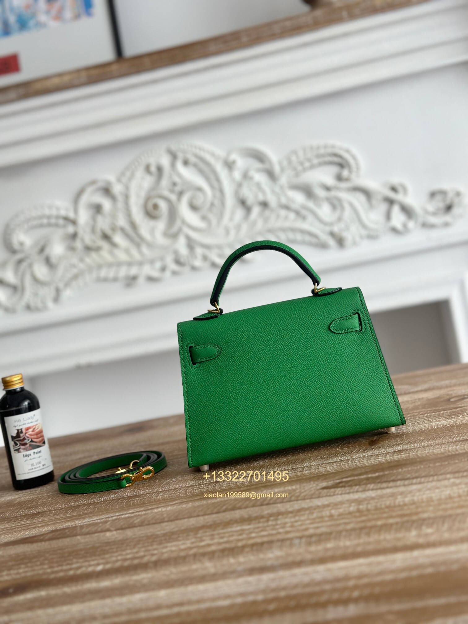 Hermès Epsom Leather Mini Kelly II in Bamboo Green Purely Handcrafted with Waxed Thread Stitching, High-End Customization