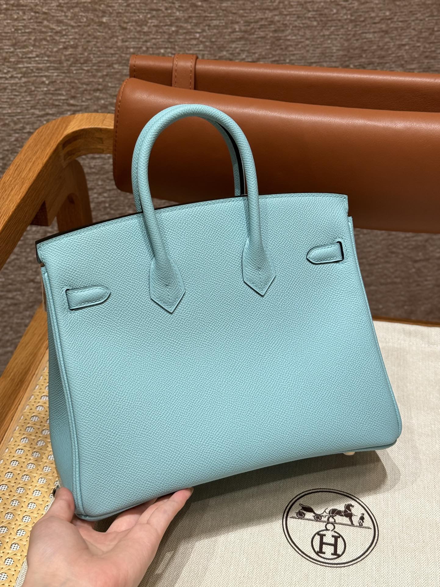 Hermès Birkin 25/30/35cm, handcrafted with imported French Epsom leather – 3P/Blue atoll
