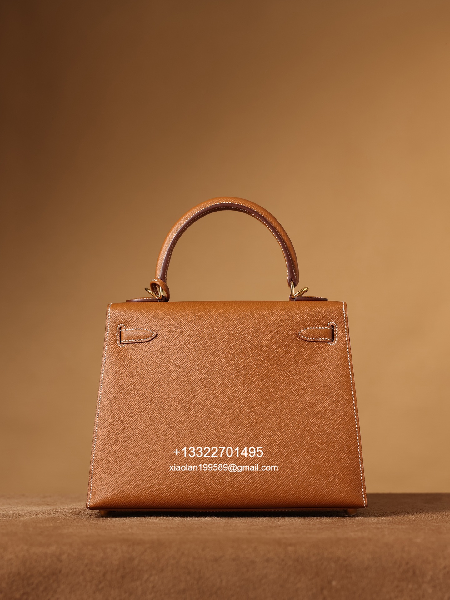 Hermès Kelly Handbag in Gold Brown Epsom Cowhide Leather, Purely Handcrafted, High-End Customization Edition