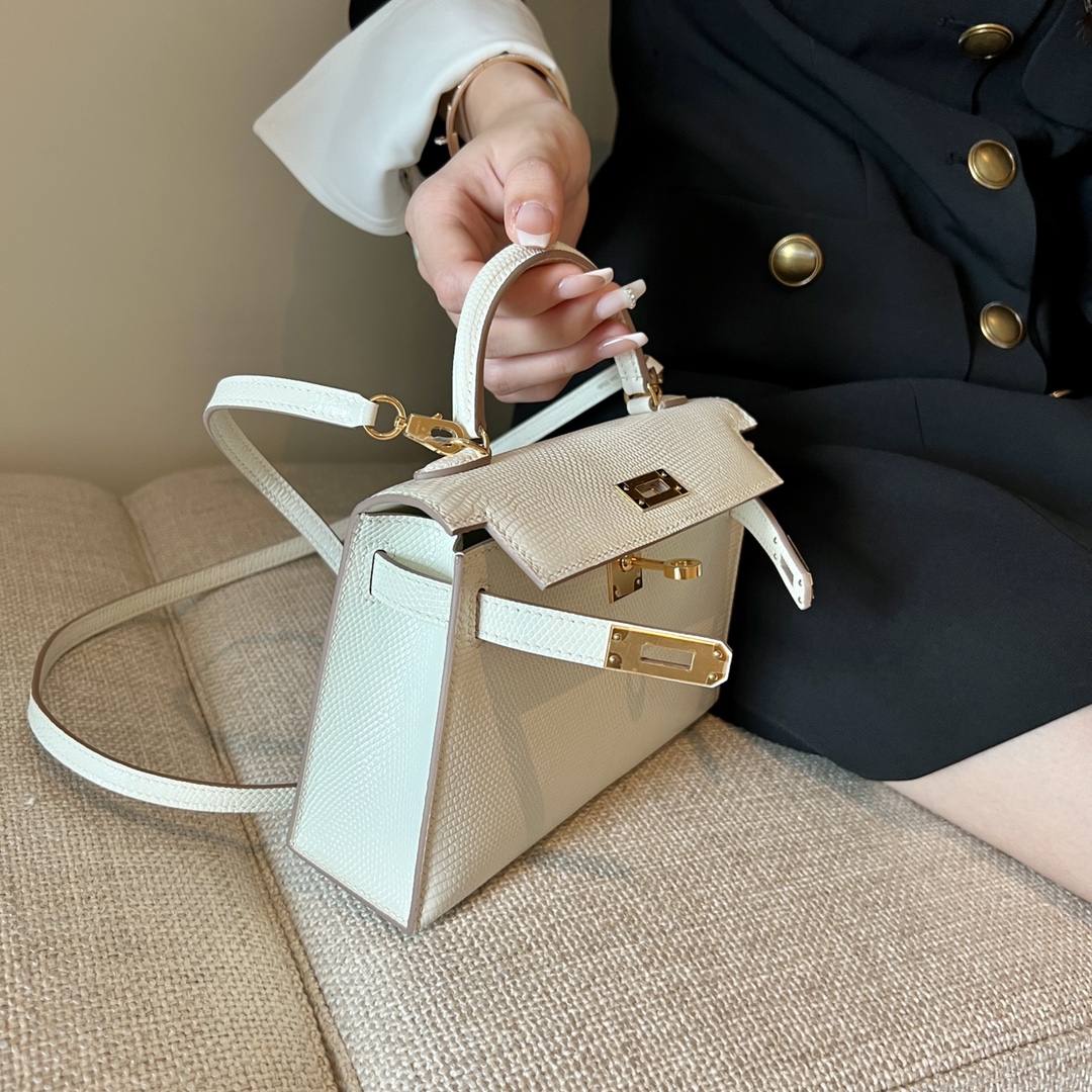 Hermès Mini Kelly II, lizard leather, all handmade ‼️Pure white