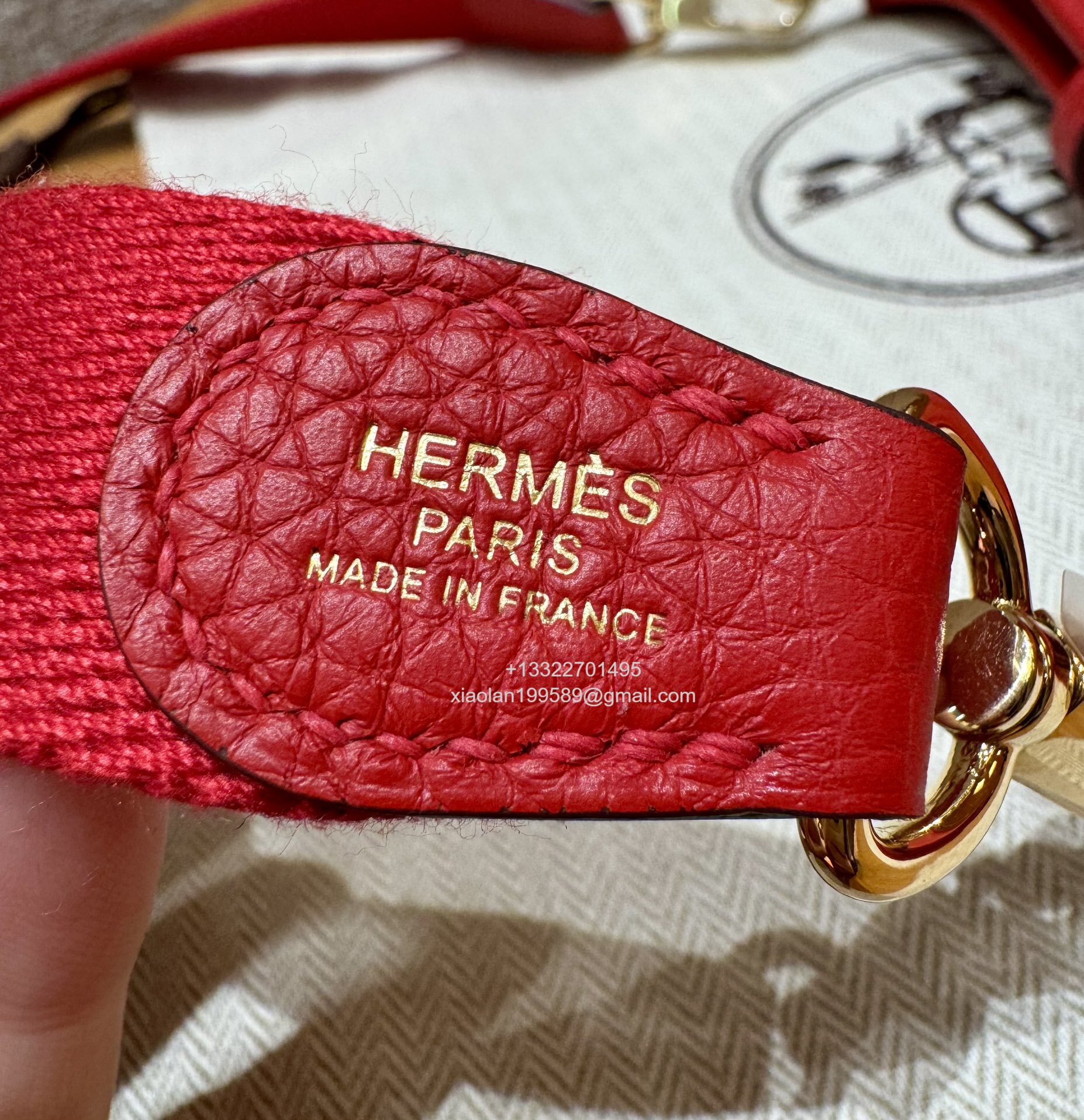 Hermès Evelyne mini Bag in Clemence Leather, Premium Handcrafted Customization-Flag Red