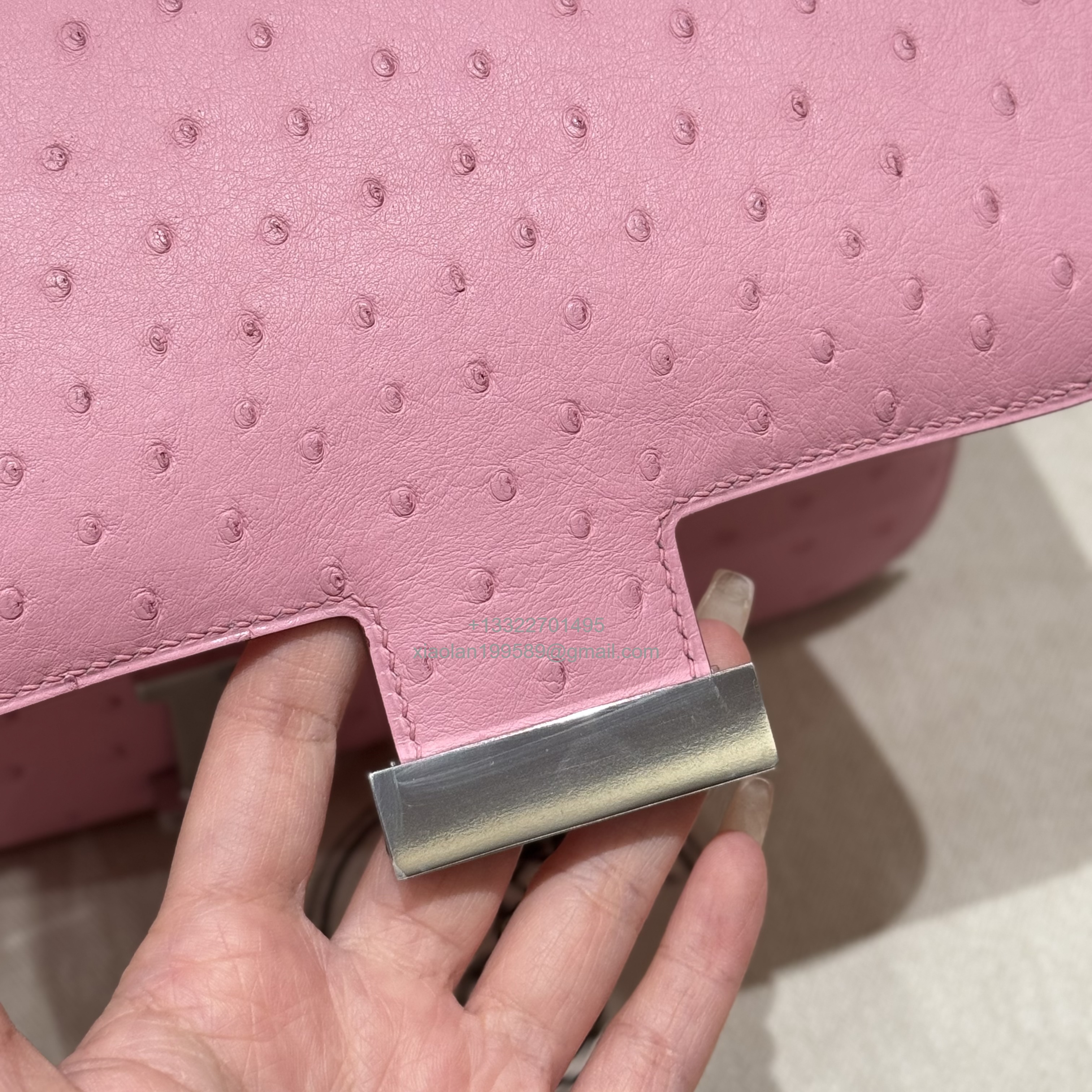 Hermès Constance 18/24 in Ostrich Leather, Premium Fully Handmade Exclusive Customization – Bubblegum Pink