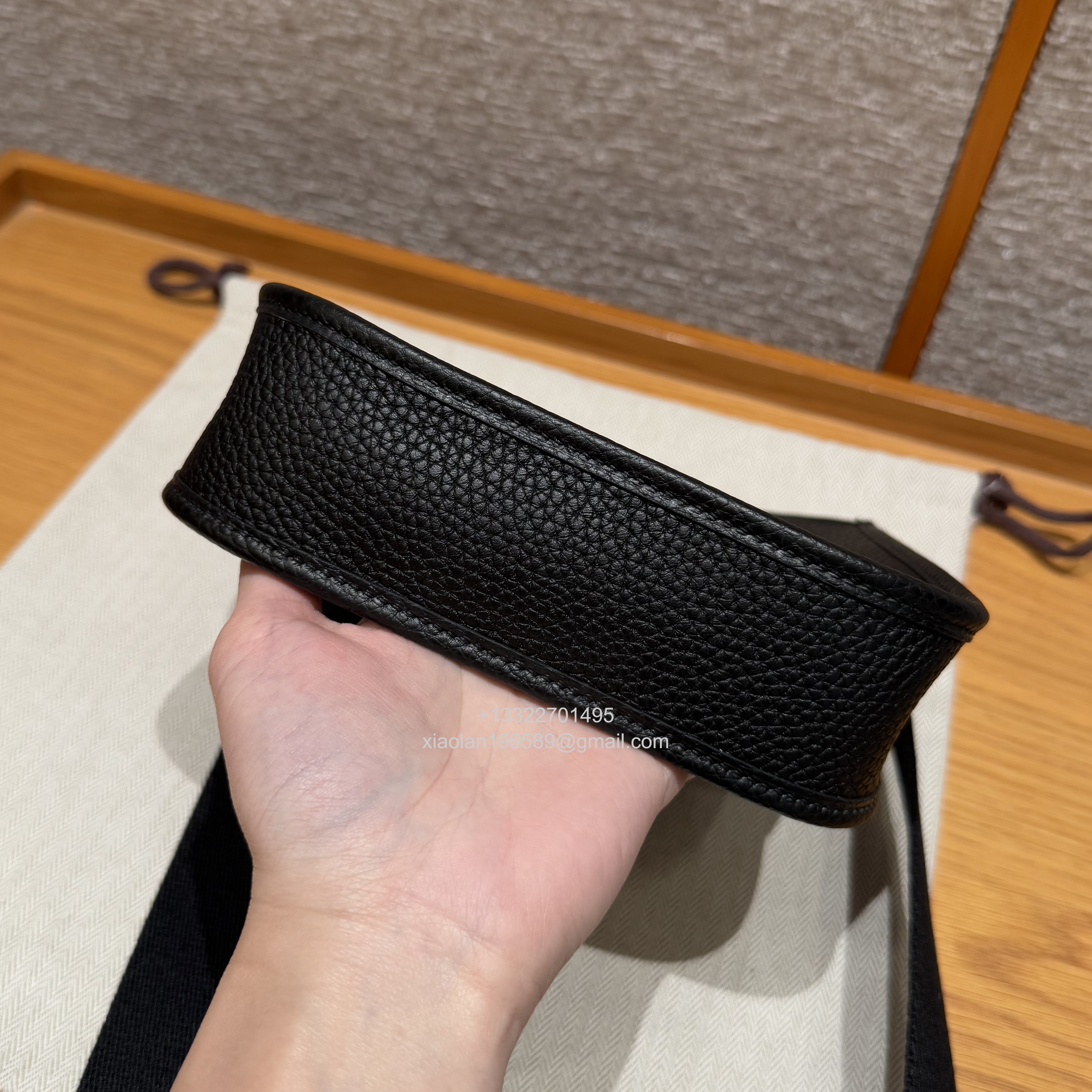 Hermès Evelyne mini Bag in Clemence Leather, Premium Handcrafted Customization – Black