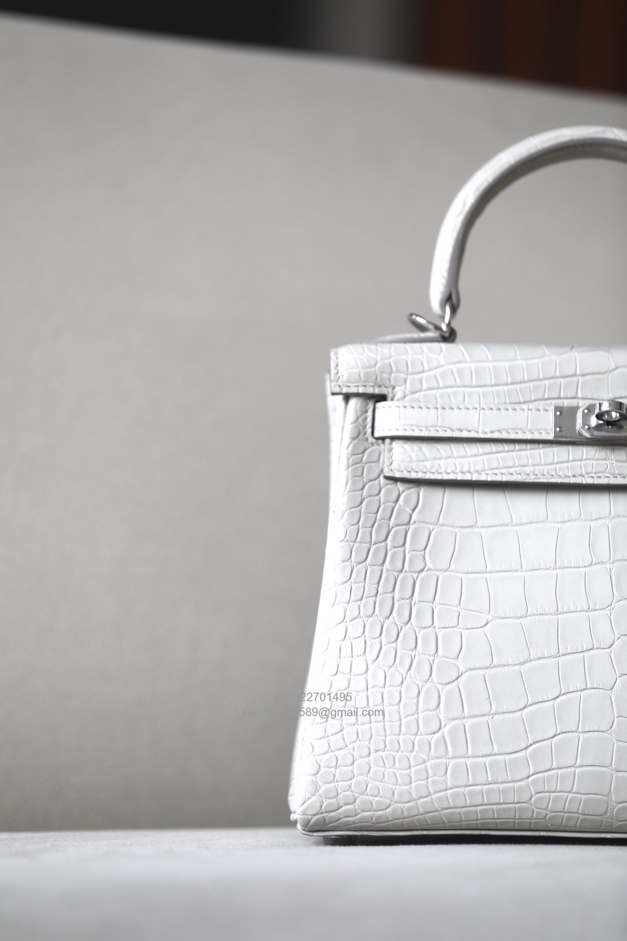 Hermès Kelly 25/28/32cm in Crocodile Leather, Fully Handmade Premium Private Customization-Milkshake White