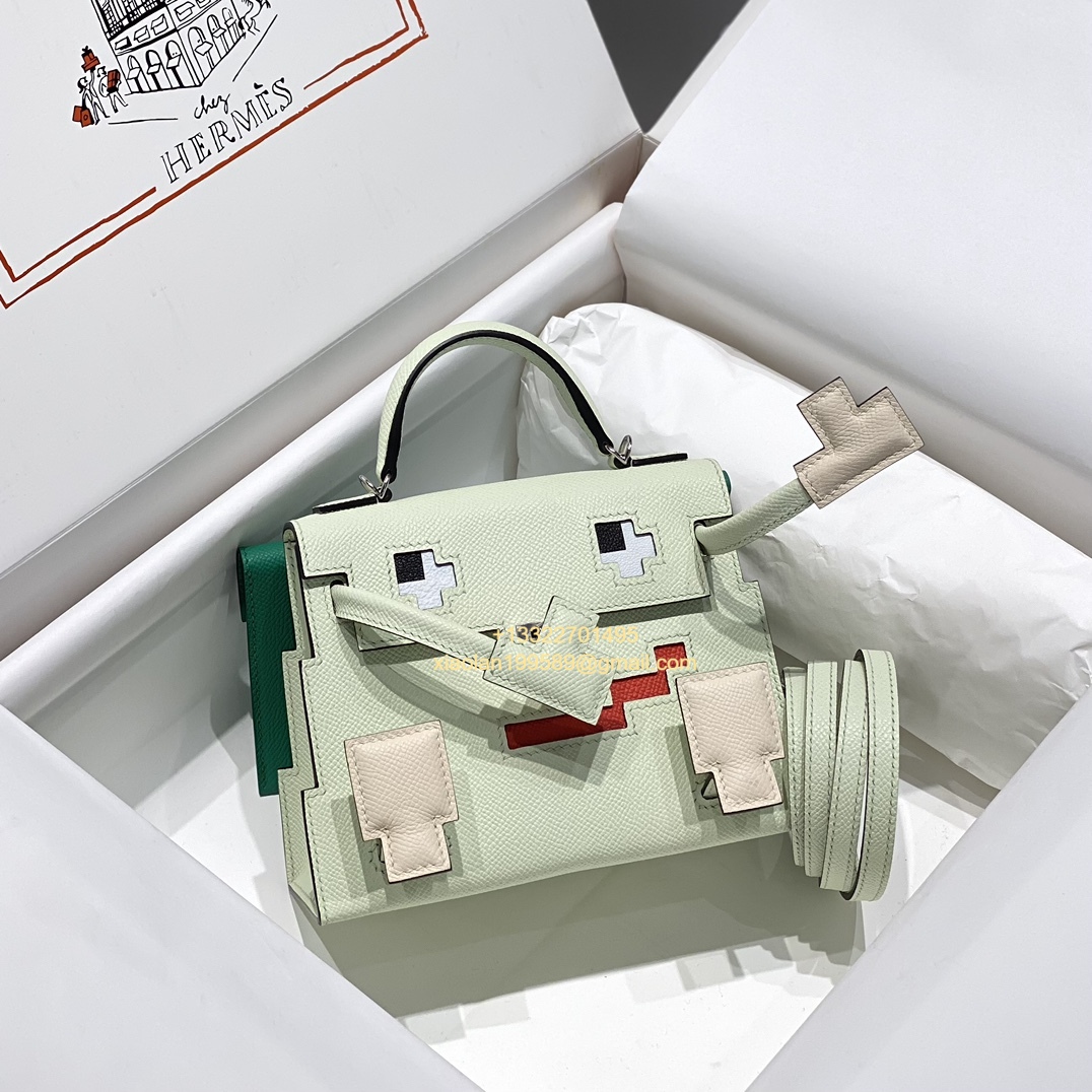 Hermès Kelly Doll Quelle Idole Picto Bag, Limited Edition in Bubble Green.