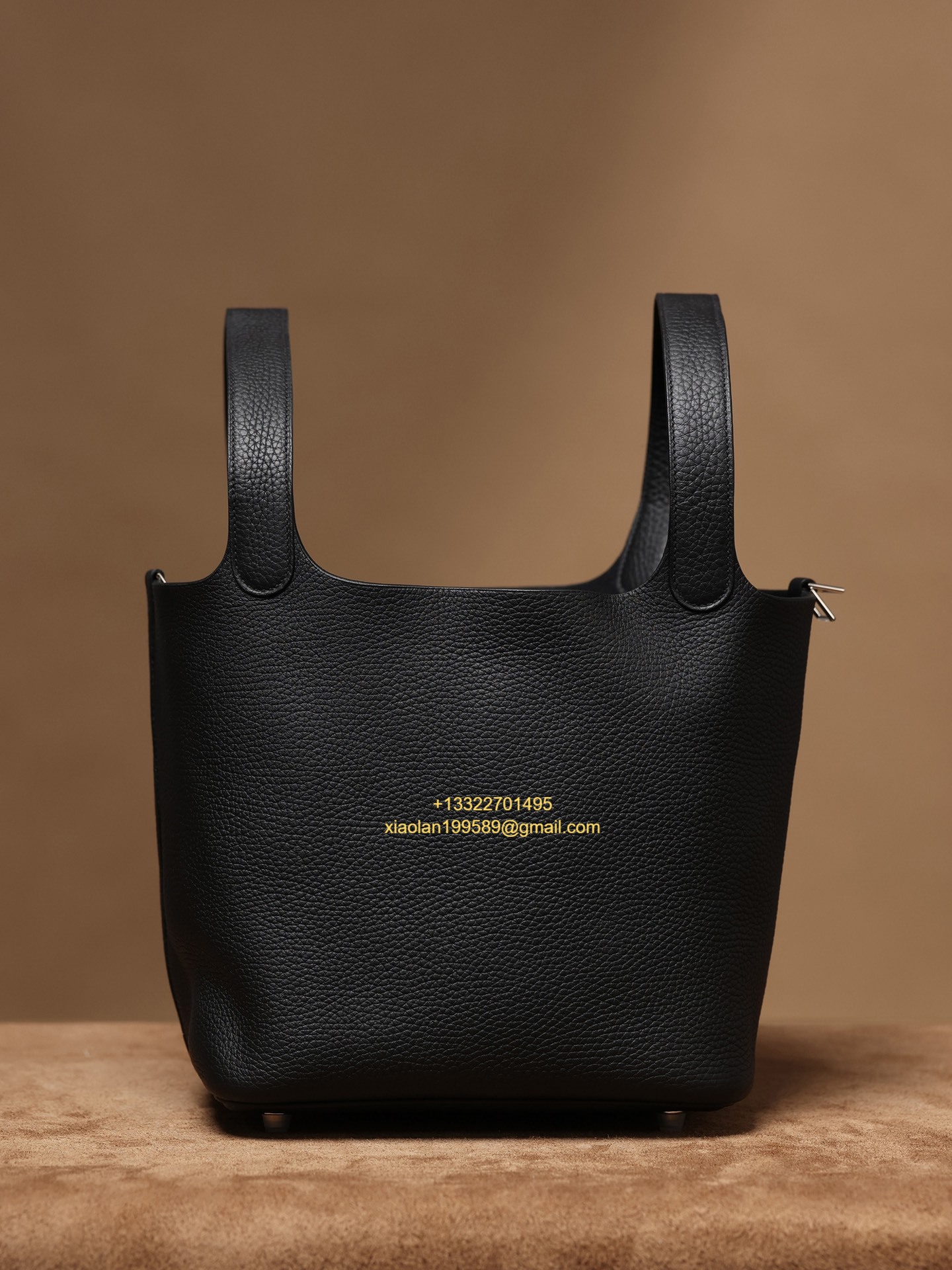 Hermès Picotin 18/22 in Clemence Leather, Hand-stitched with Beeswax Thread, High-end Customization - Black.