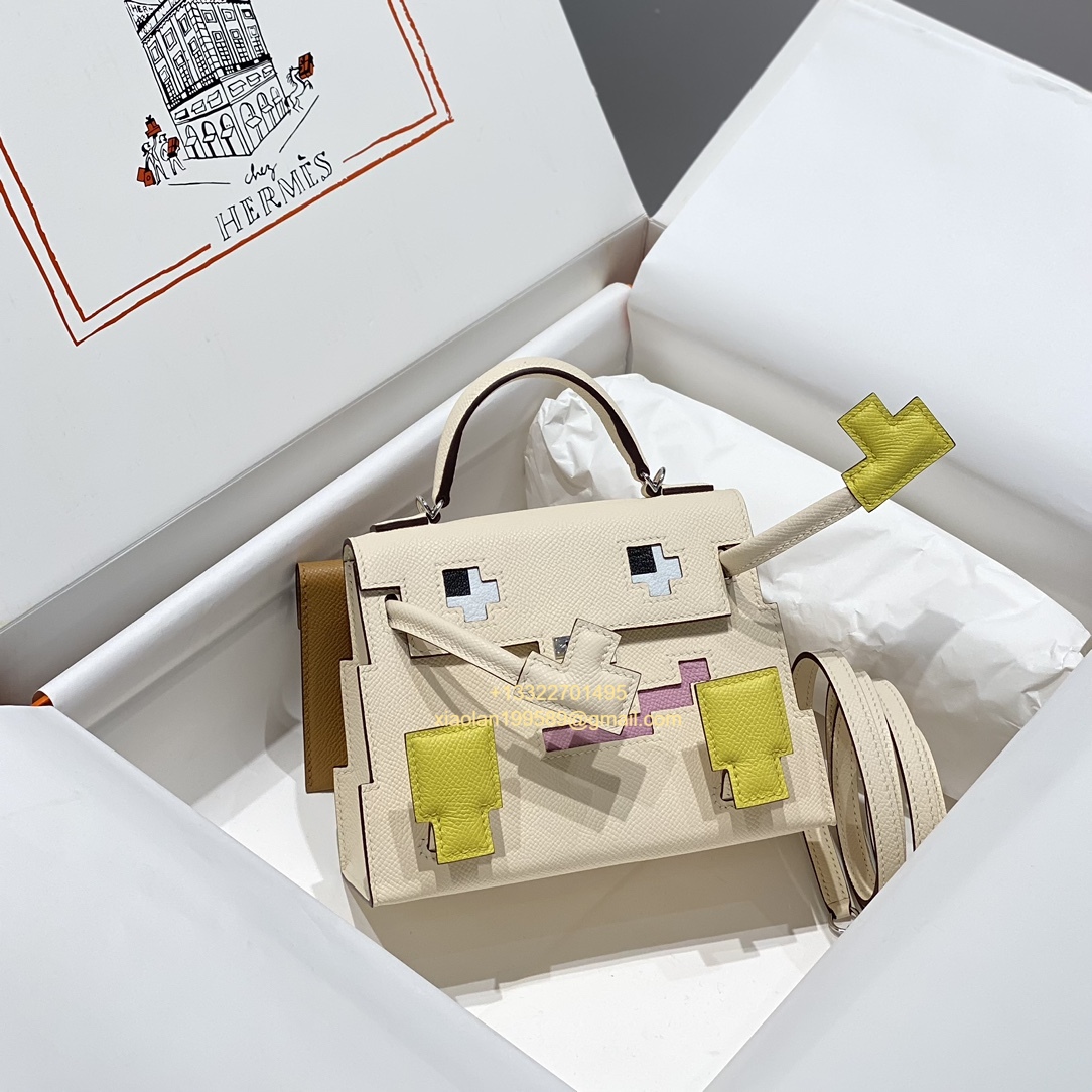 Hermès Kelly Doll Quelle Idole Picto Bag, Limited Edition in Creamy White.