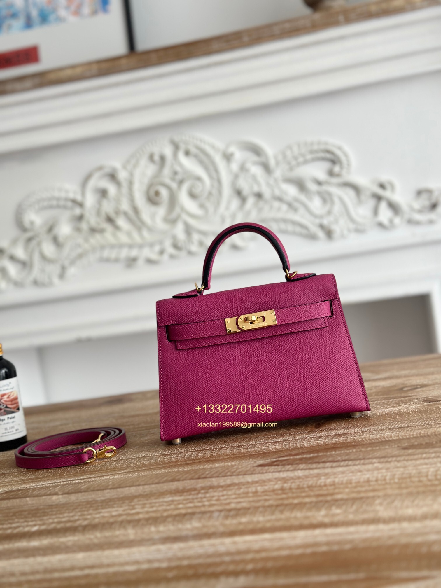 Hermès Epsom Leather Mini Kelly II in Rose Violet Purely Handcrafted with Waxed Thread Stitching, High-End Customization