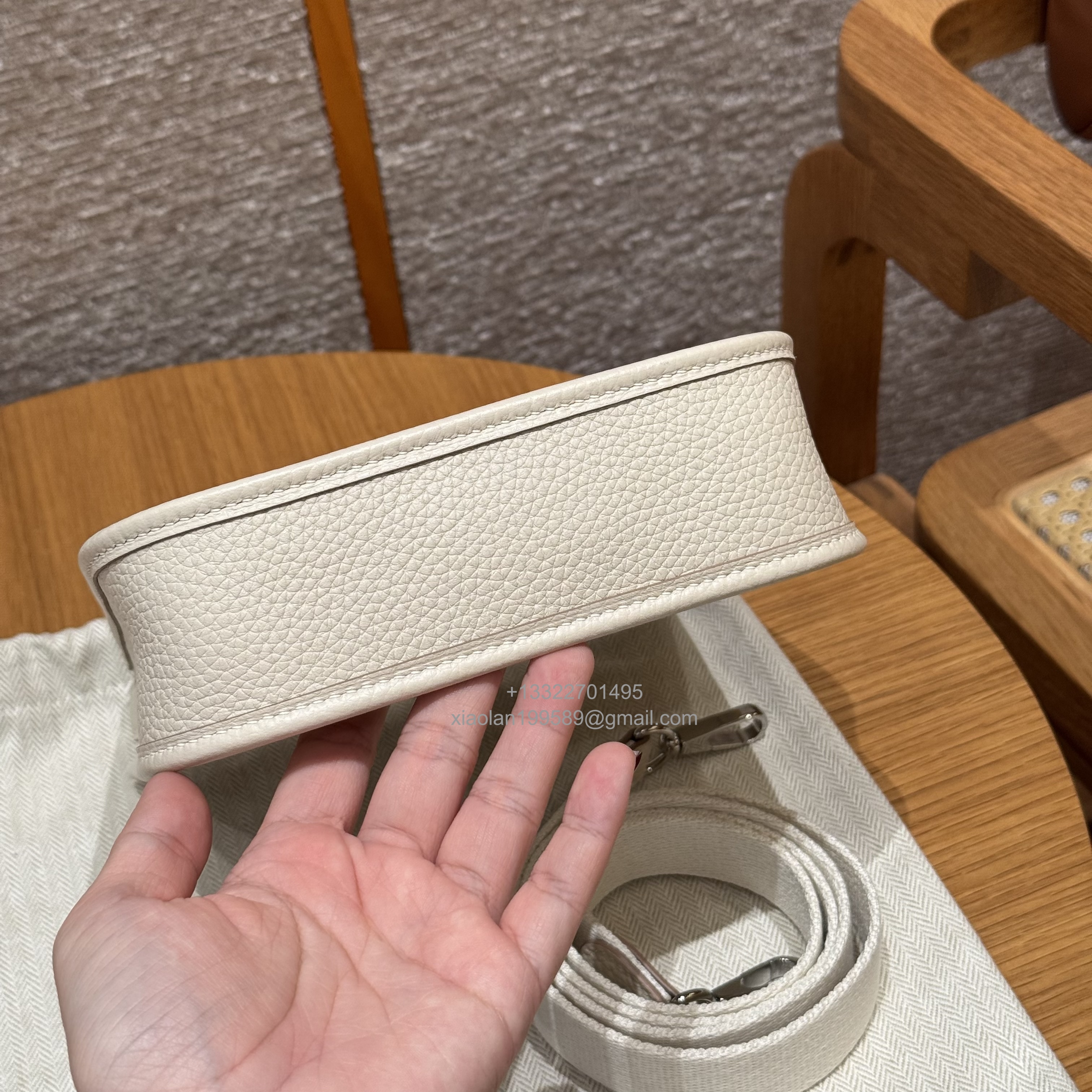 Hermès Evelyne mini Bag in Clemence Leather, Premium Handcrafted Customization-craie