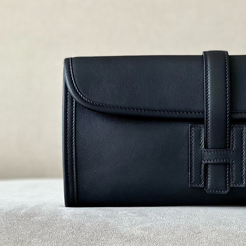 Hermes Jige Elan Clutch 29 in Black Swift Leather