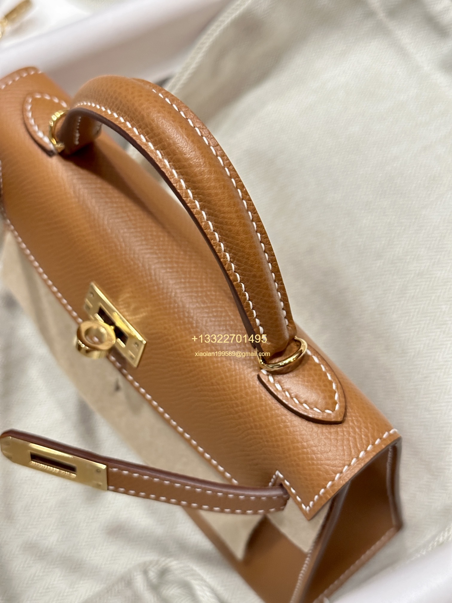 Hermès Mini Kelly II Handbag in Gold Brown Made from Epsom Cowhide Leather, Purely Handcrafted, High-End Customization Edition