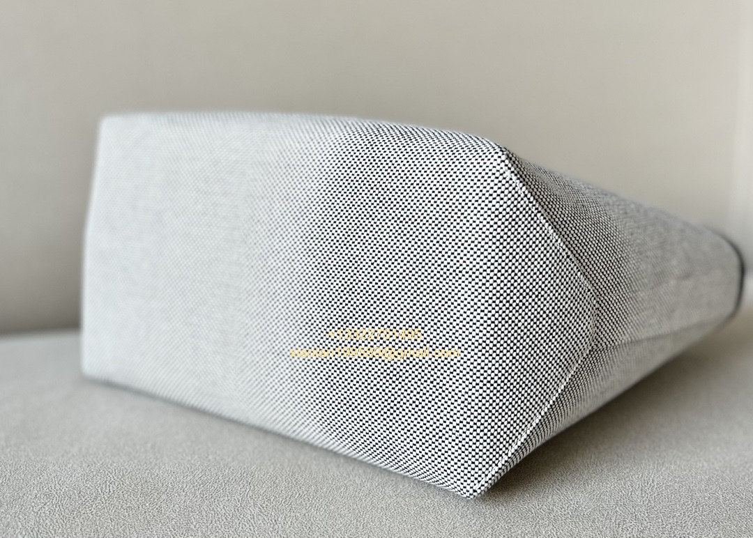 Hermès Steeple 25 Bag in H Canvas and Swift Calfskin – Light Beige / CK89 Black.