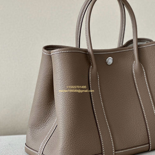 Hermès Garden Party 30/36 Bag in Negonda Calfskin, Color: Elephant Grey.
