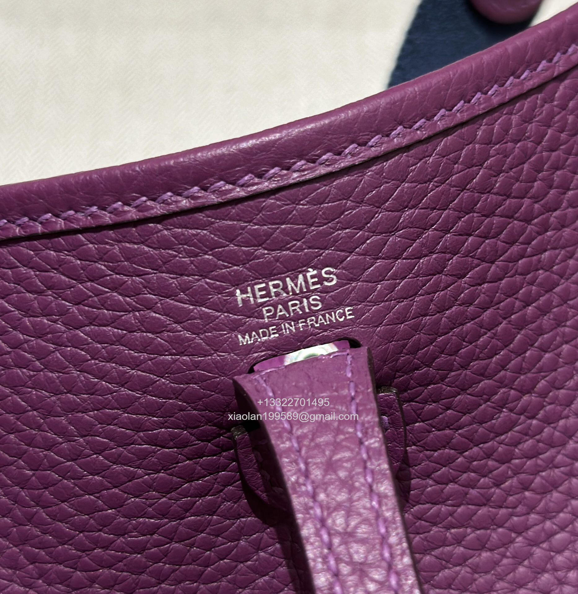 Hermès Evelyne mini Bag in Clemence Leather, Premium Handcrafted Customization-Anemone
