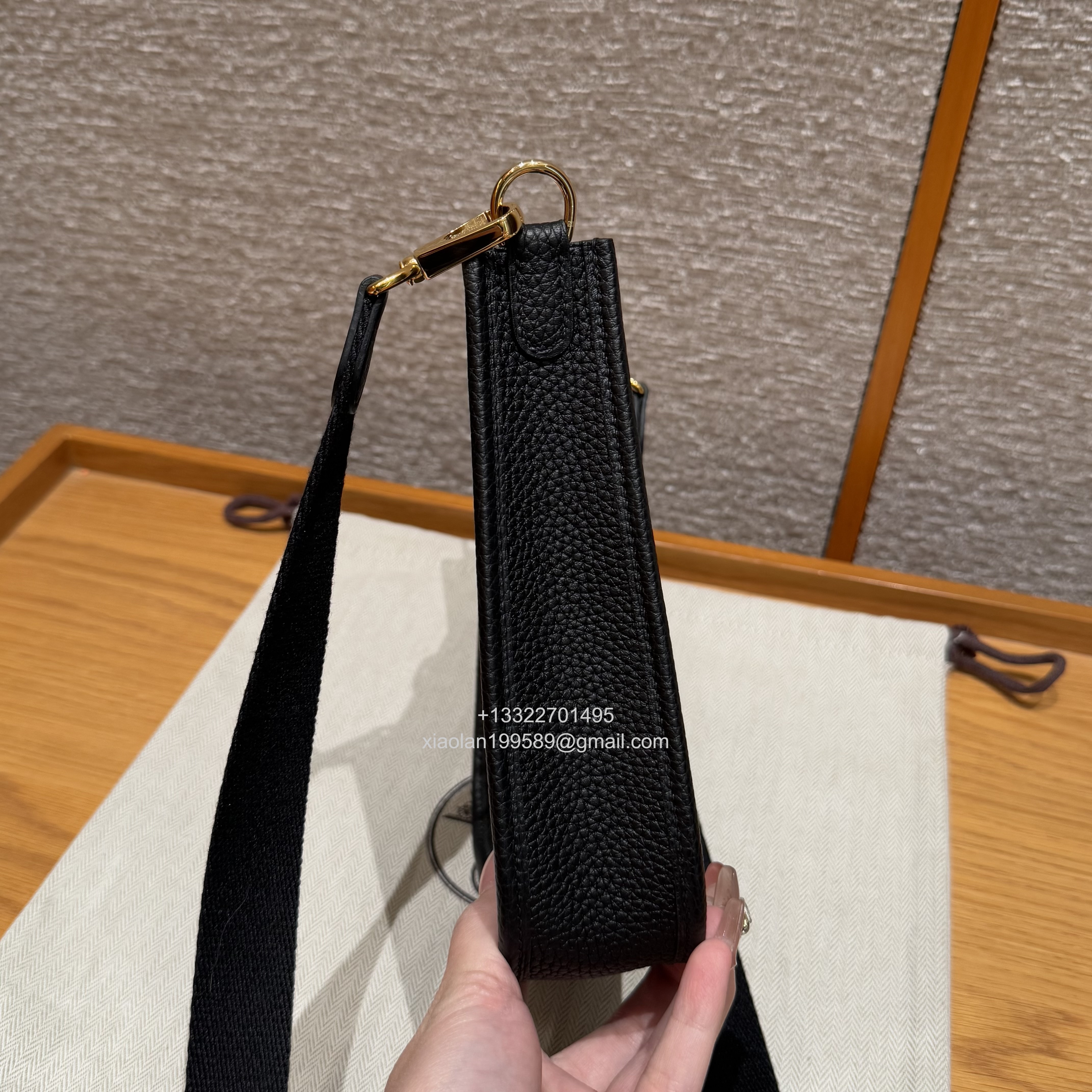 Hermès Evelyne mini Bag in Clemence Leather, Premium Handcrafted Customization – Black