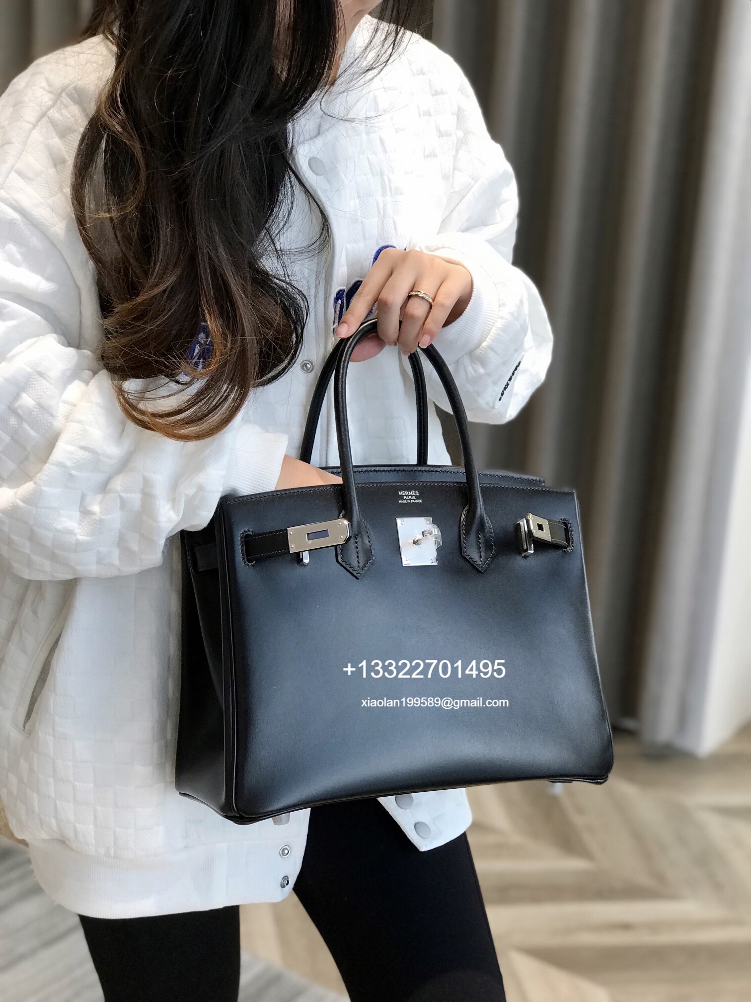 Hermes Birkin Black Box Leather