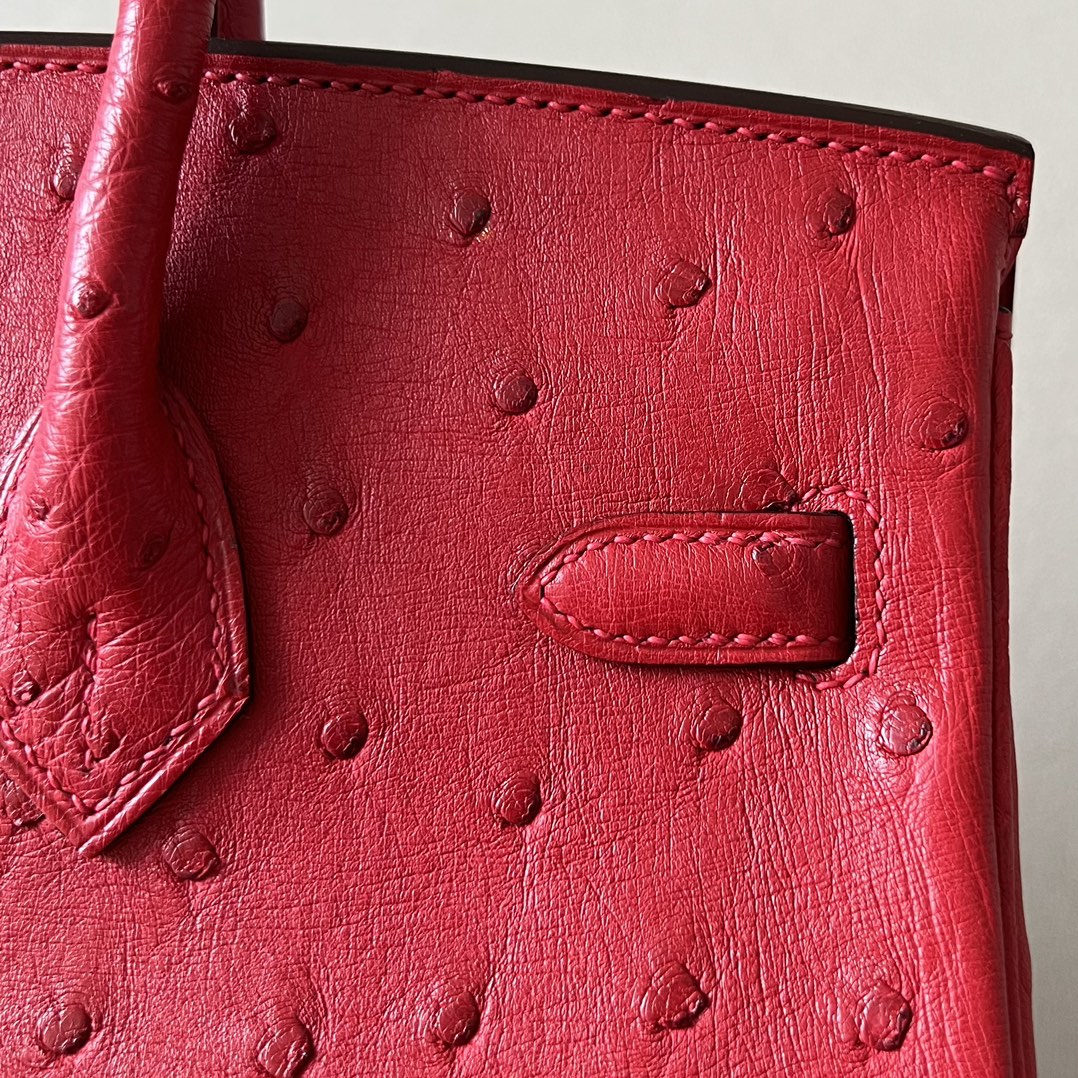 Birkin 25/30/35cm South African KK Ostrich Leather, Premium Fully Handcrafted Exclusive Custom –Ferrari Red