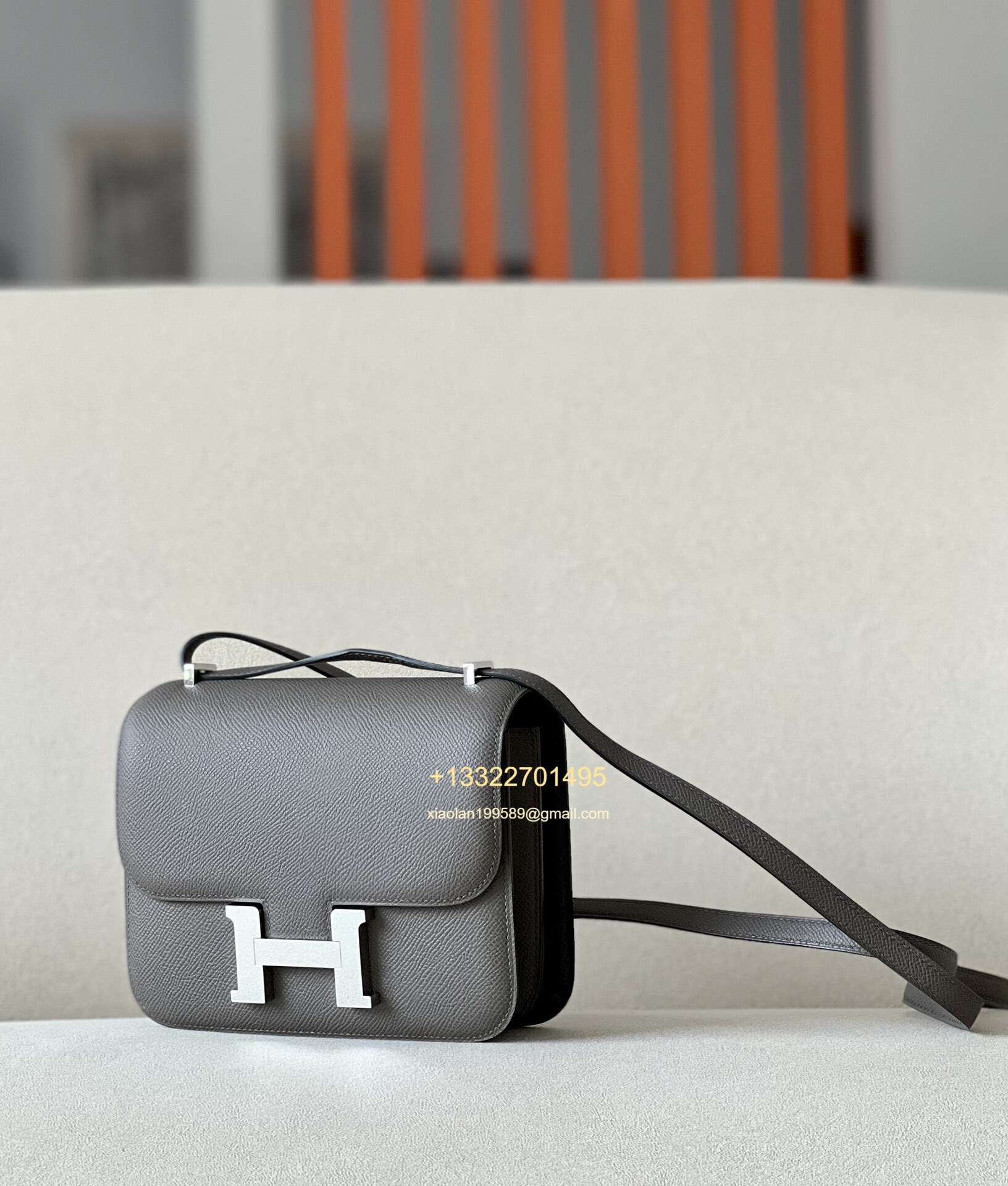 Hermès Constance 18/24 in Etoupe Grey Epsom leather, purely handcrafted, high-end customization edition.