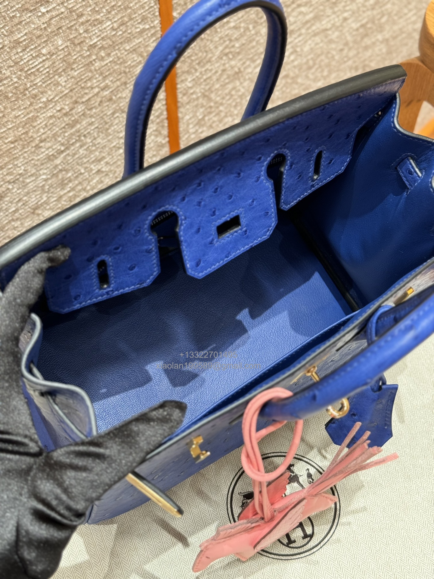 Birkin 25/30/35cm South African KK Ostrich Leather, Premium Fully Handcrafted Exclusive Custom –Bleuet