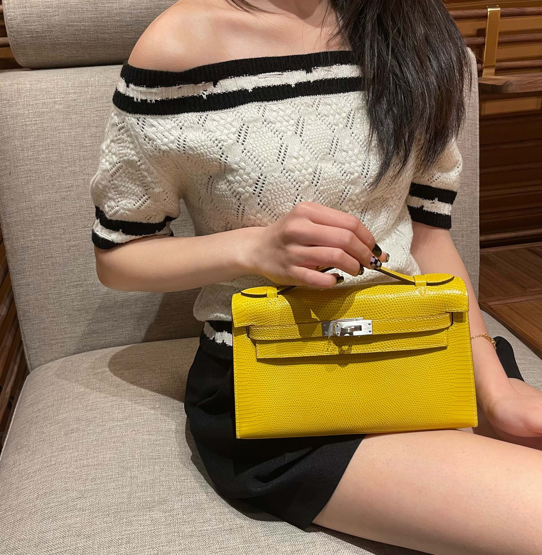 Hermès Mini Kelly Pochette Clutch Bag — Premium handcrafted exclusive custom made with imported South African lizard leather ‼️Yellow