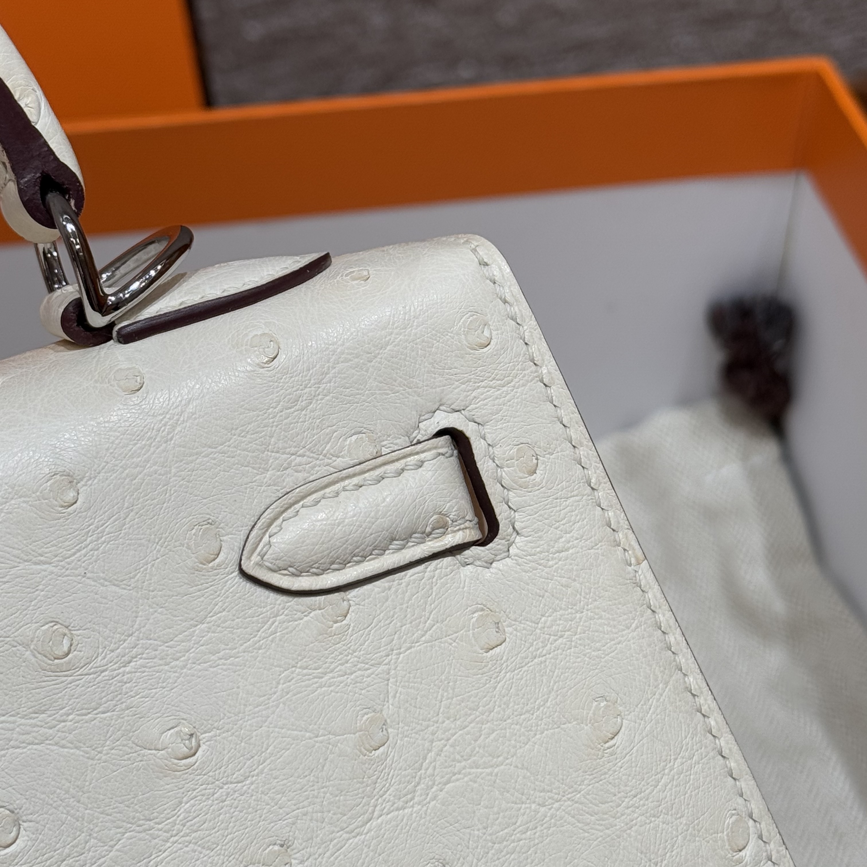 Kelly 25/28/32cm South African KK Ostrich Leather, Premium Fully Handcrafted Exclusive Custom –i2/nata